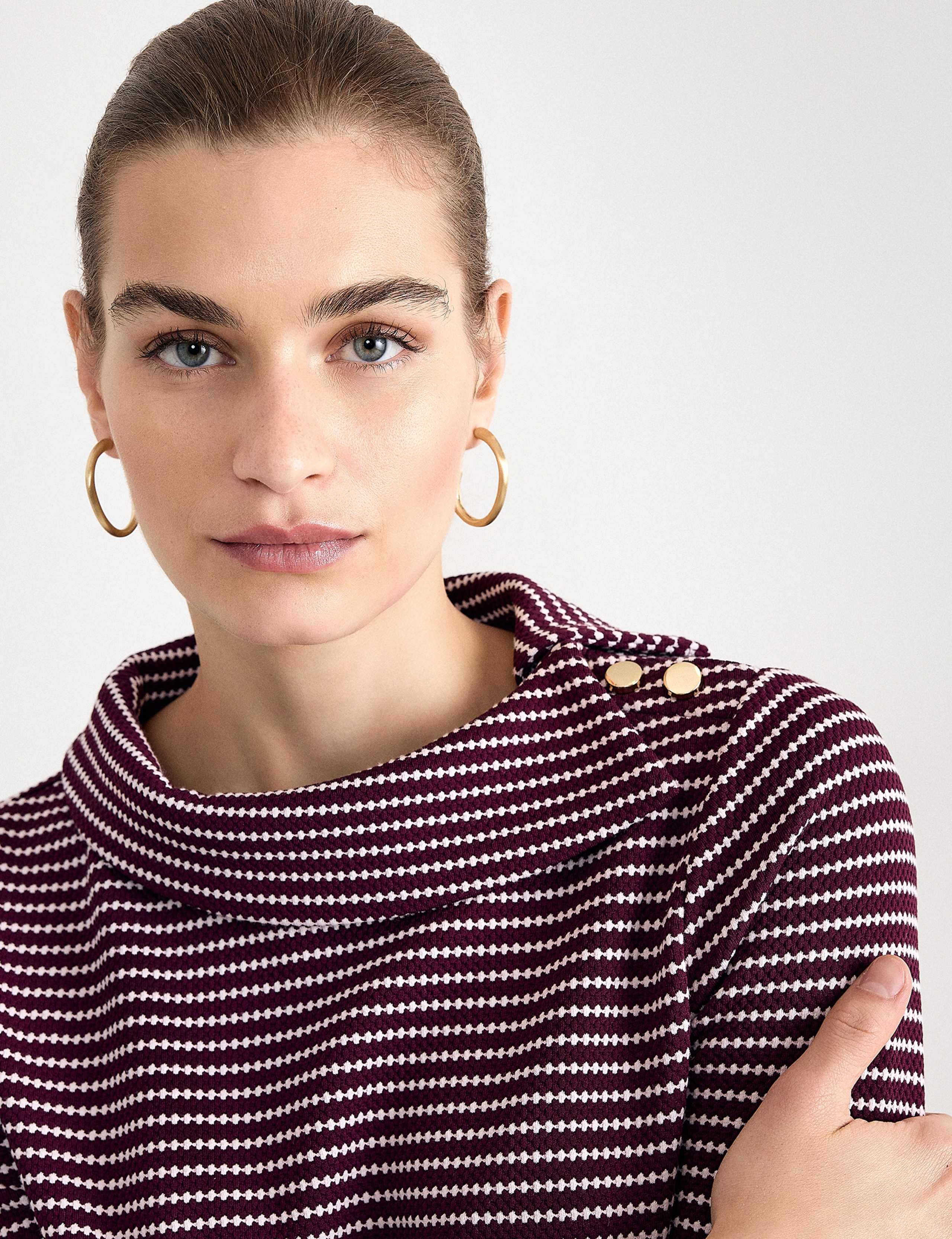 Striped Textured Cowl Neck Top 5 of 6