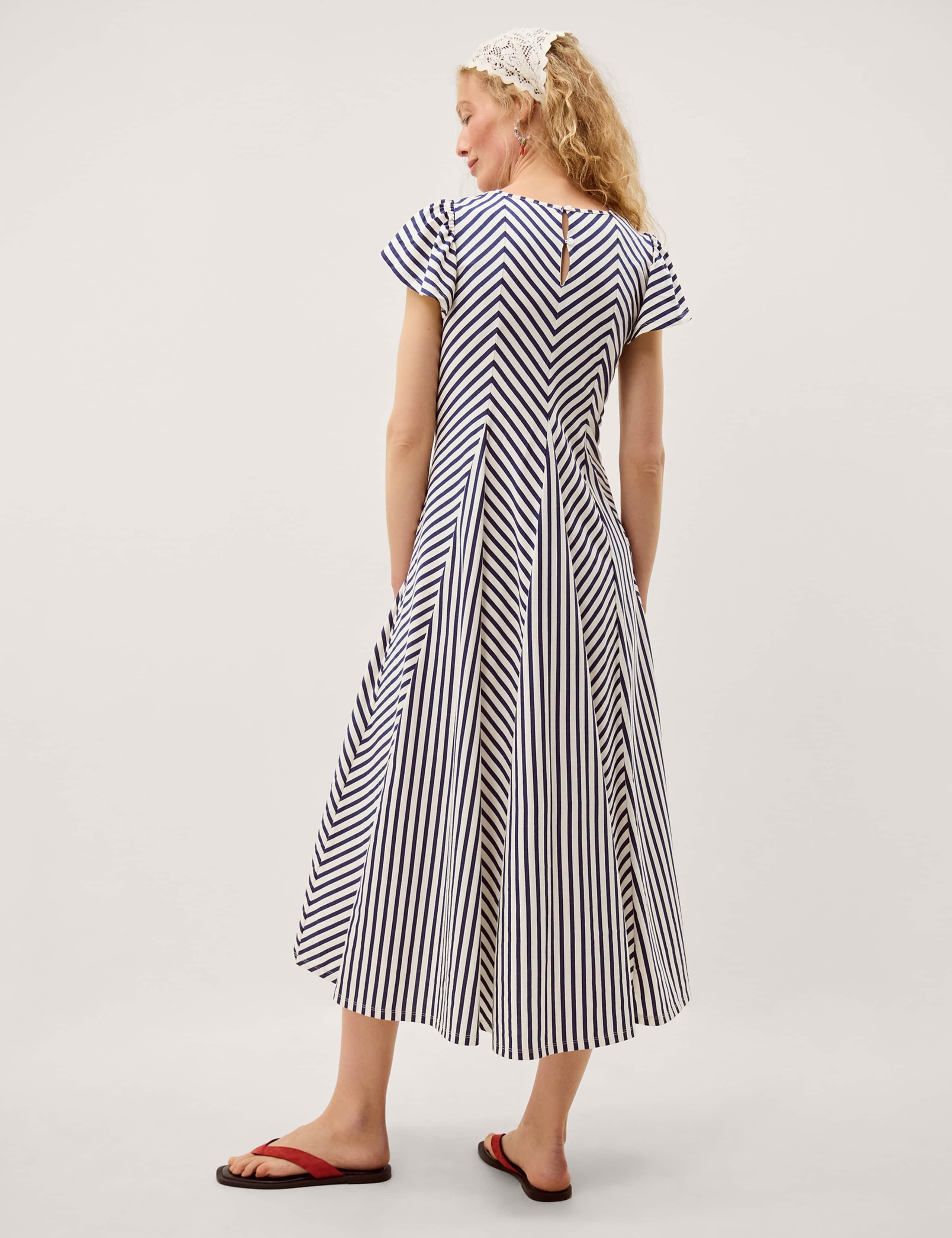 Pure Cotton Jersey Striped Midi Dress 4 of 5