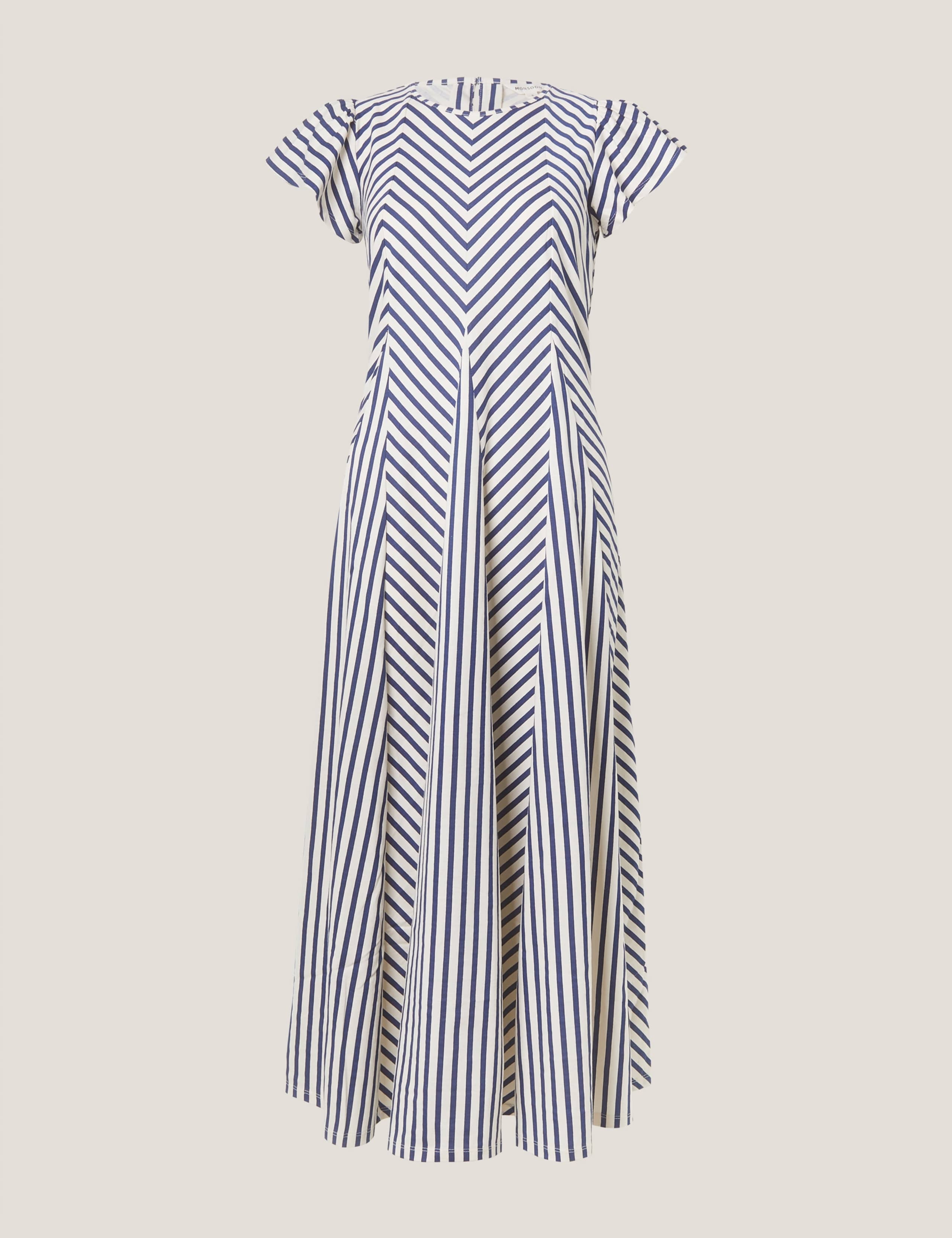 Pure Cotton Jersey Striped Midi Dress 2 of 5