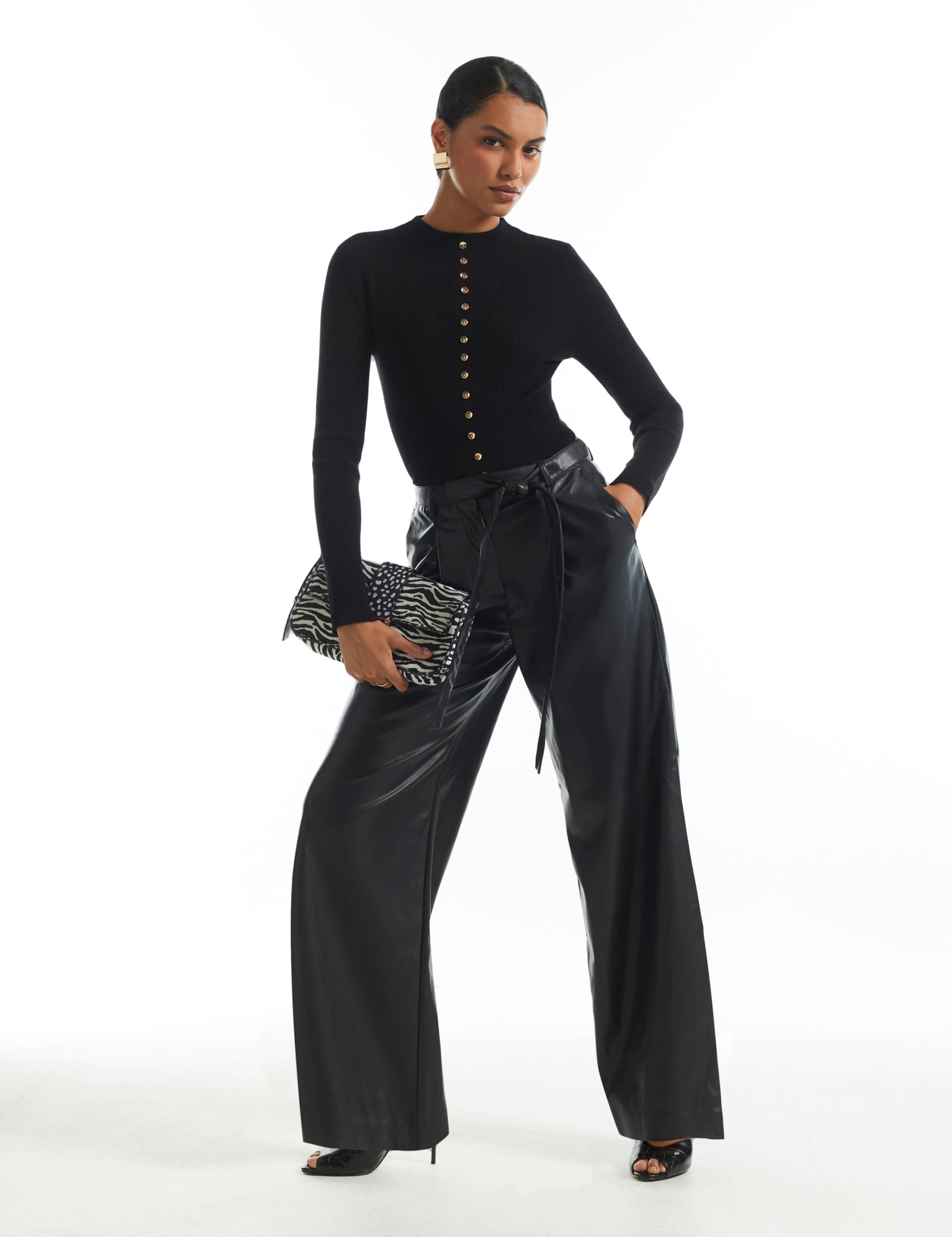 Belted Wide Leg Trousers 1 of 6
