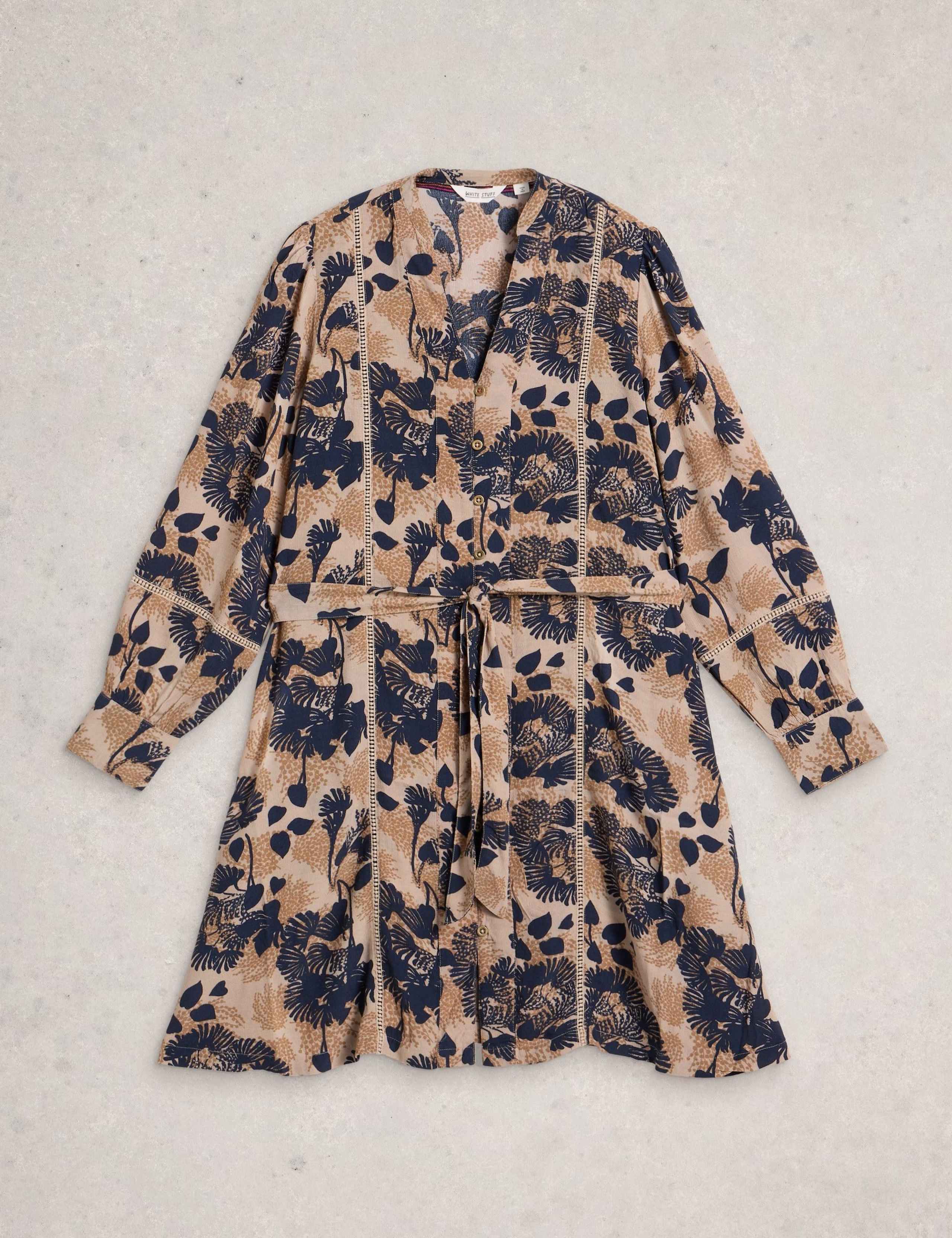 Printed V-Neck Belted Knee Length Tea Dress 2 of 6