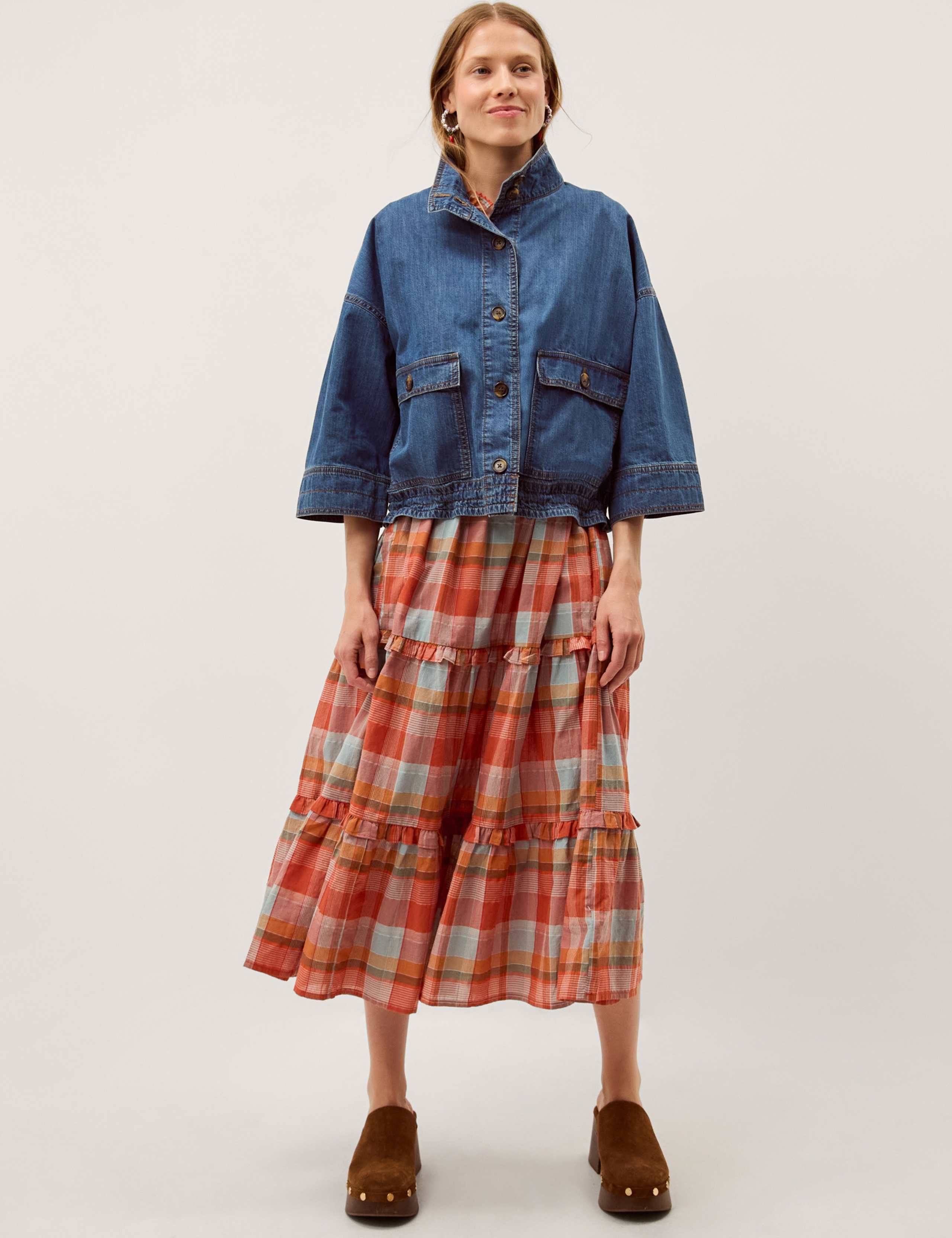 Pure Cotton Denim Funnel Neck Jacket 3 of 6