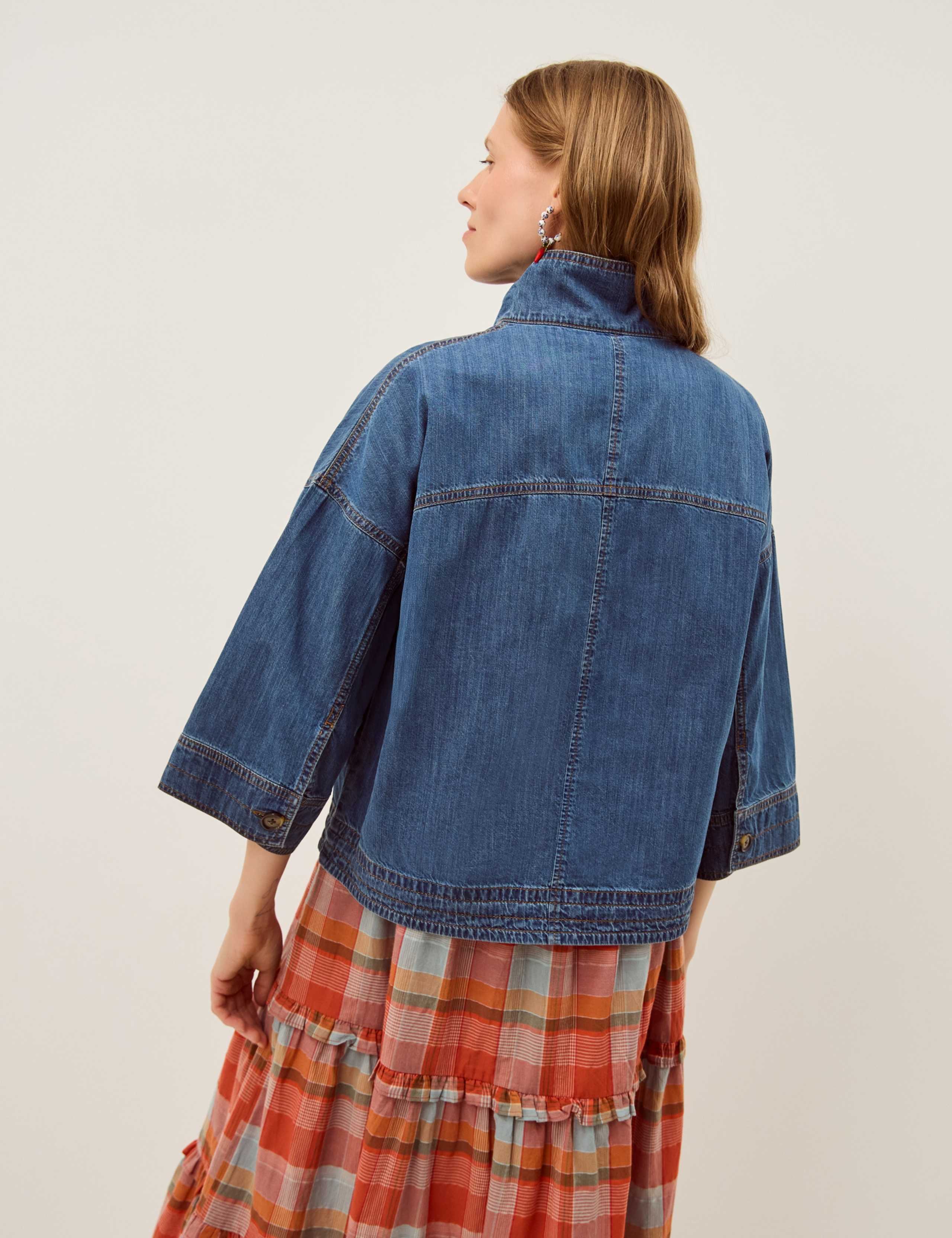 Pure Cotton Denim Funnel Neck Jacket 4 of 6