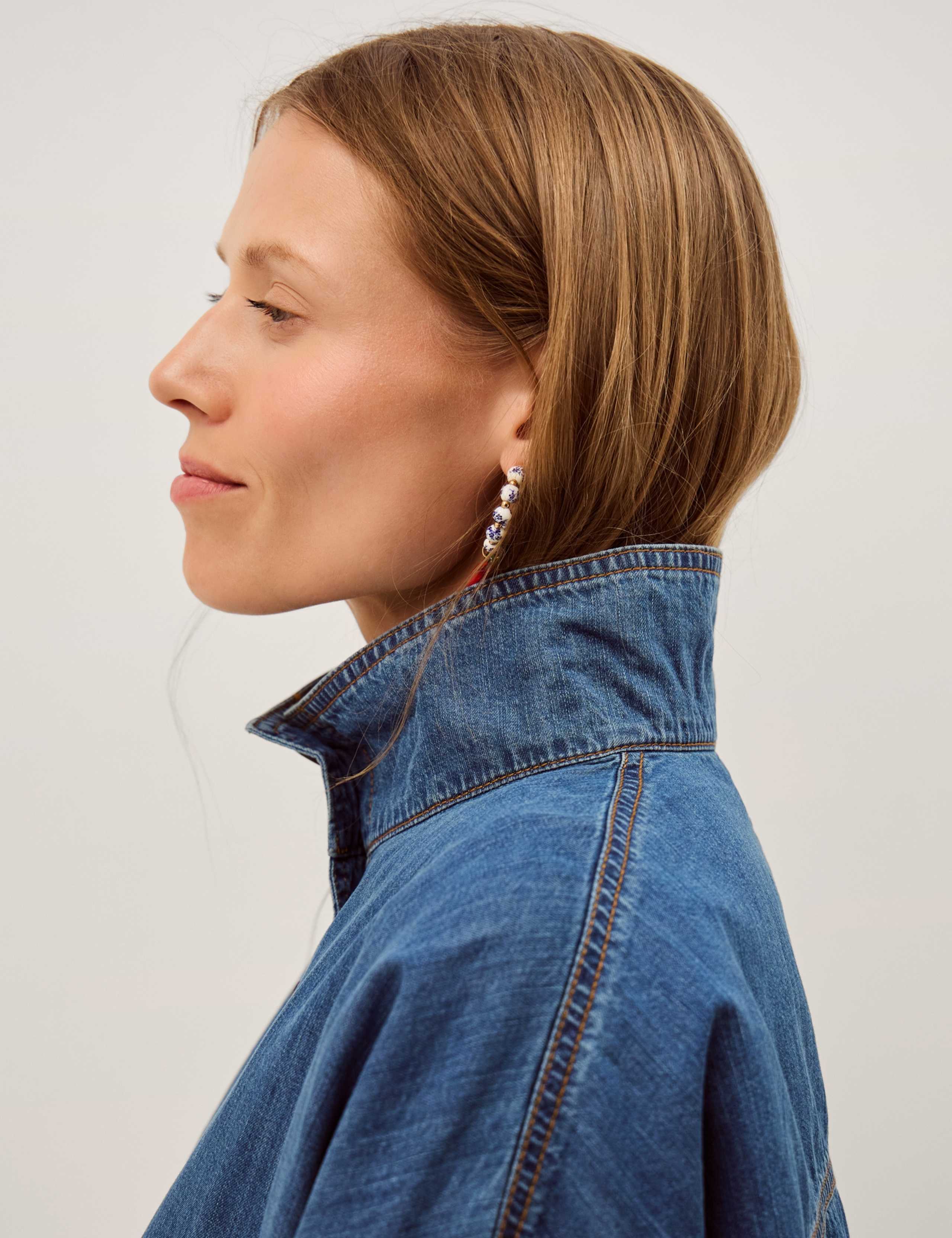 Pure Cotton Denim Funnel Neck Jacket 6 of 6