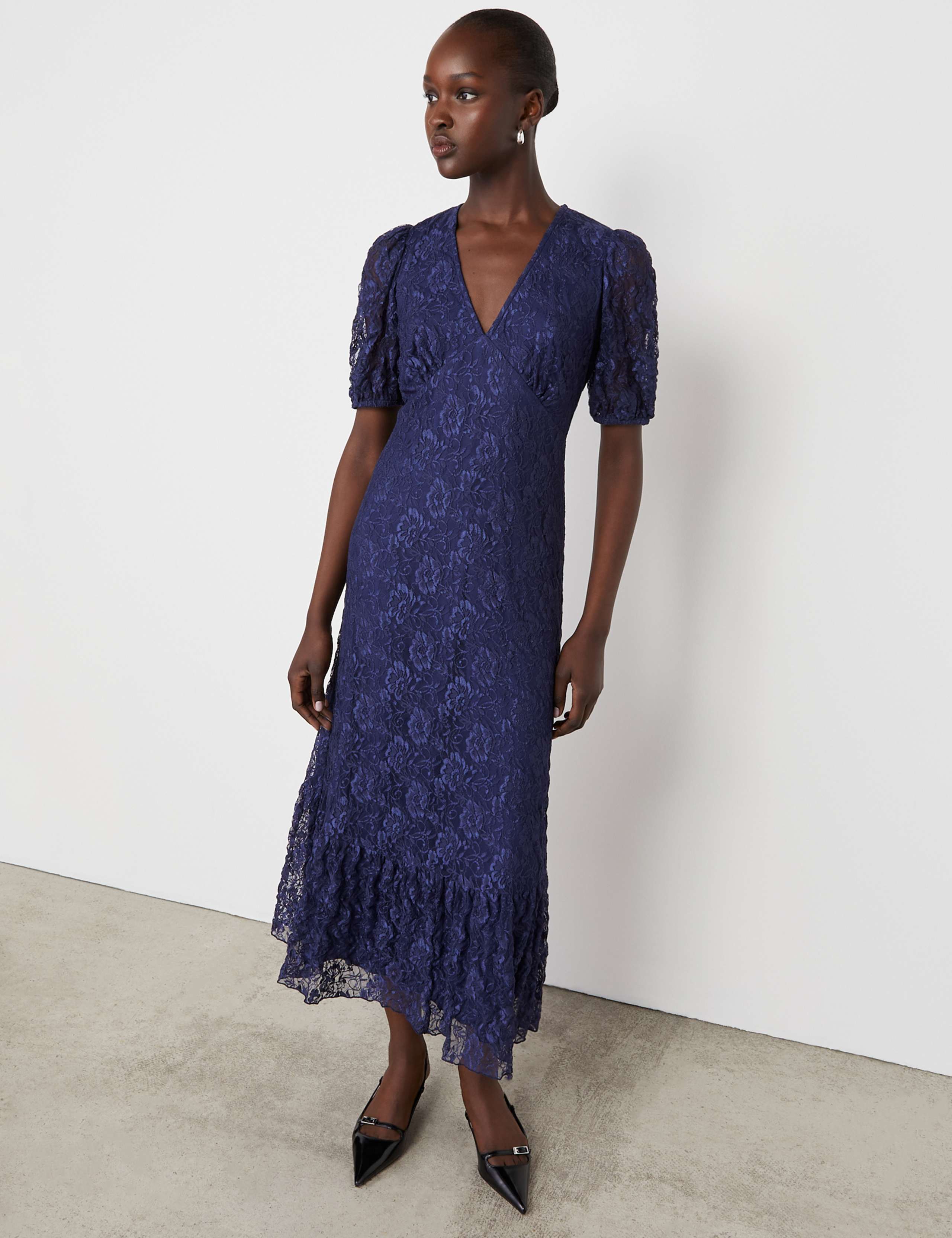 Lace V-Neck Midi Tiered Dress 3 of 4