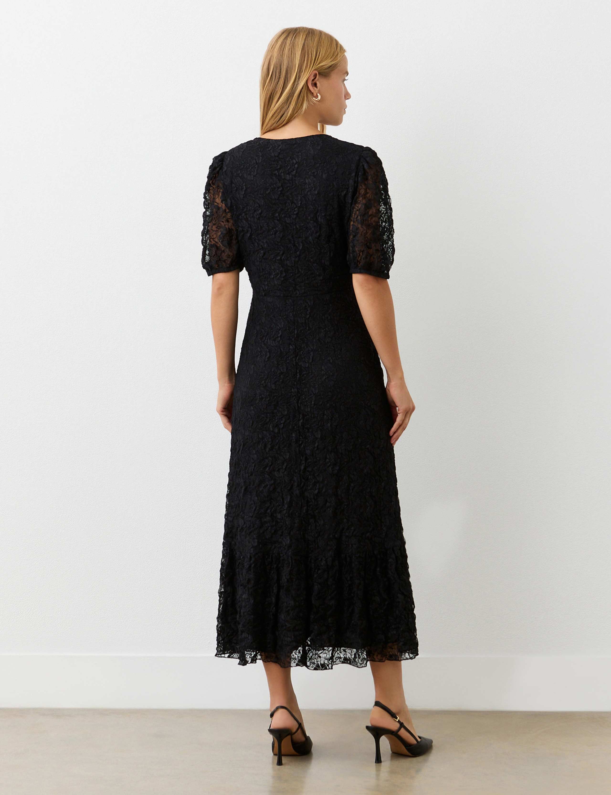Lace V-Neck Midi Tiered Dress 3 of 4