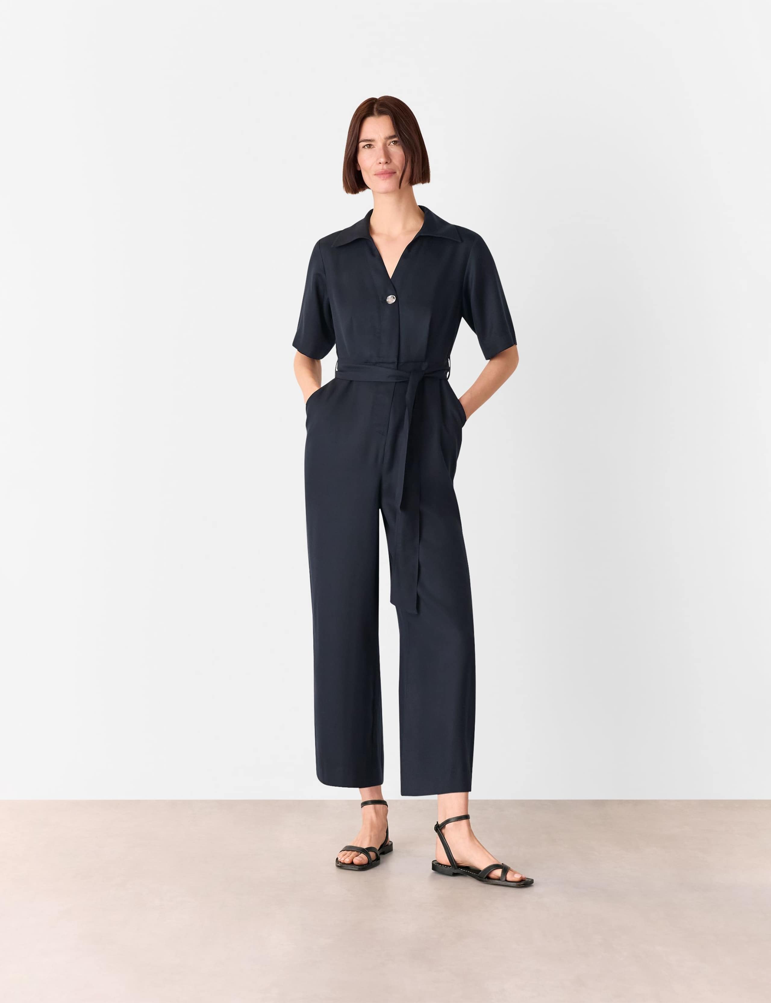 Pure Lyocell Belted Short Sleeve Jumpsuit 4 of 4