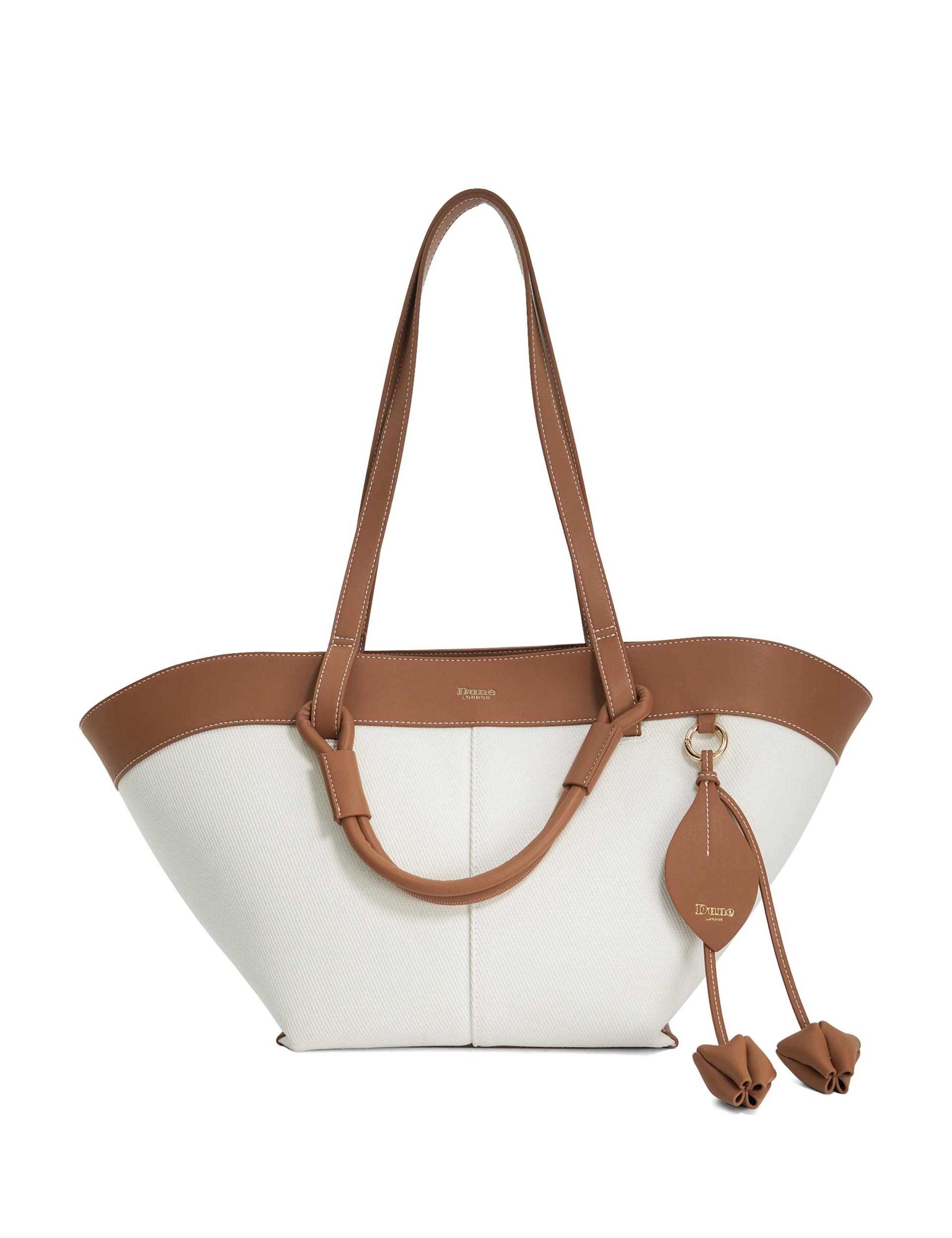 Canvas Leather Charm Tote Bag 1 of 6