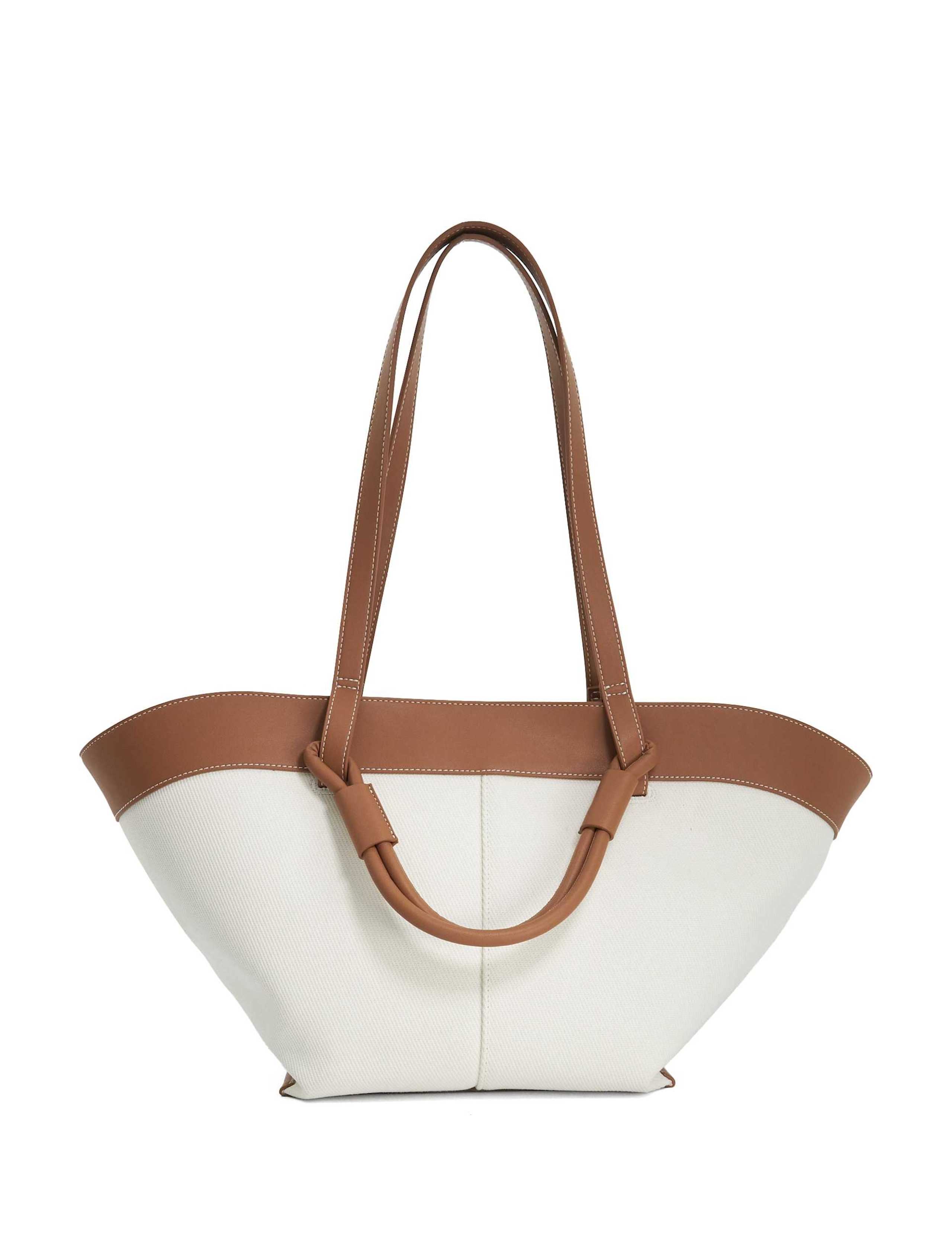 Canvas Leather Charm Tote Bag 3 of 6