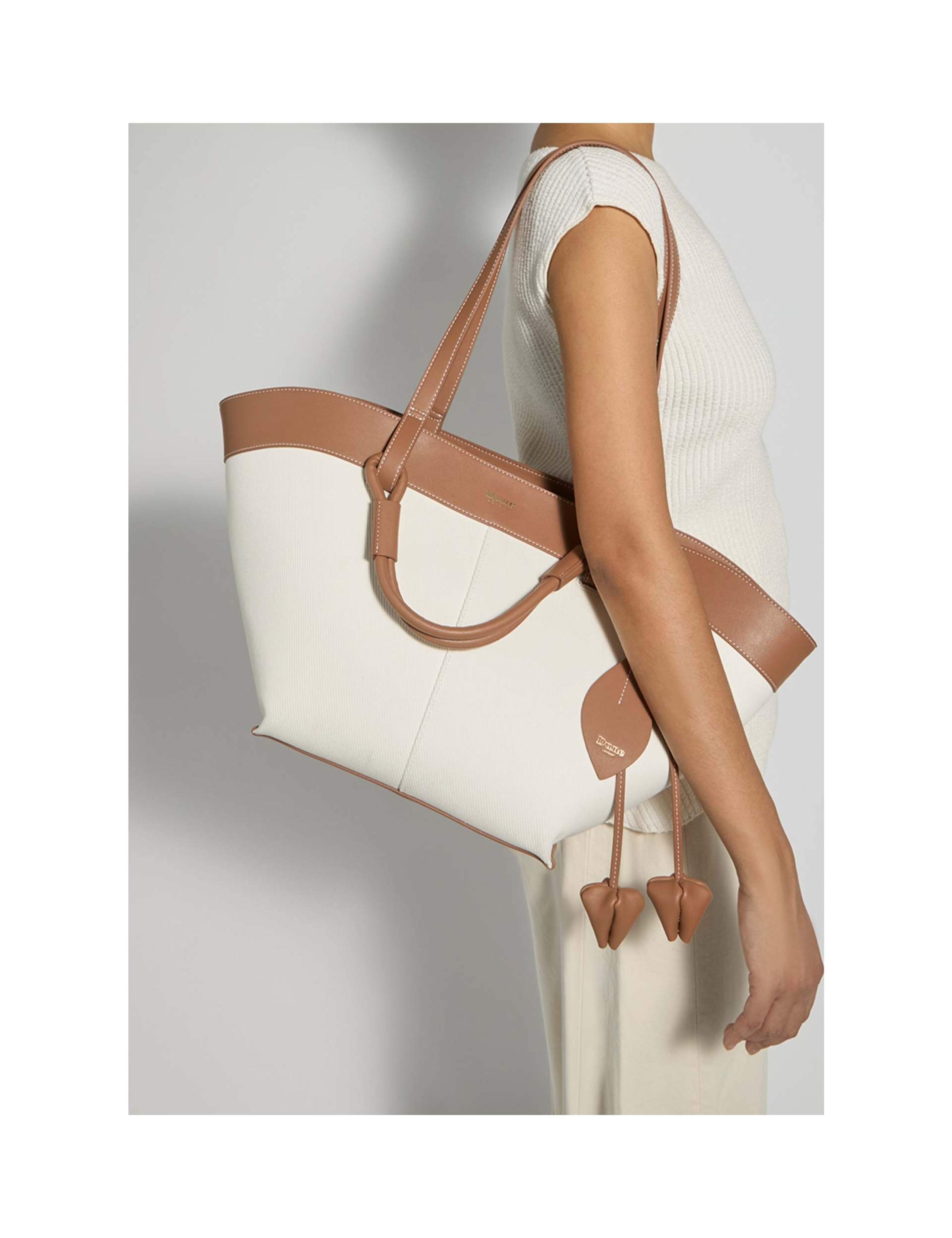 Canvas Leather Charm Tote Bag 4 of 6