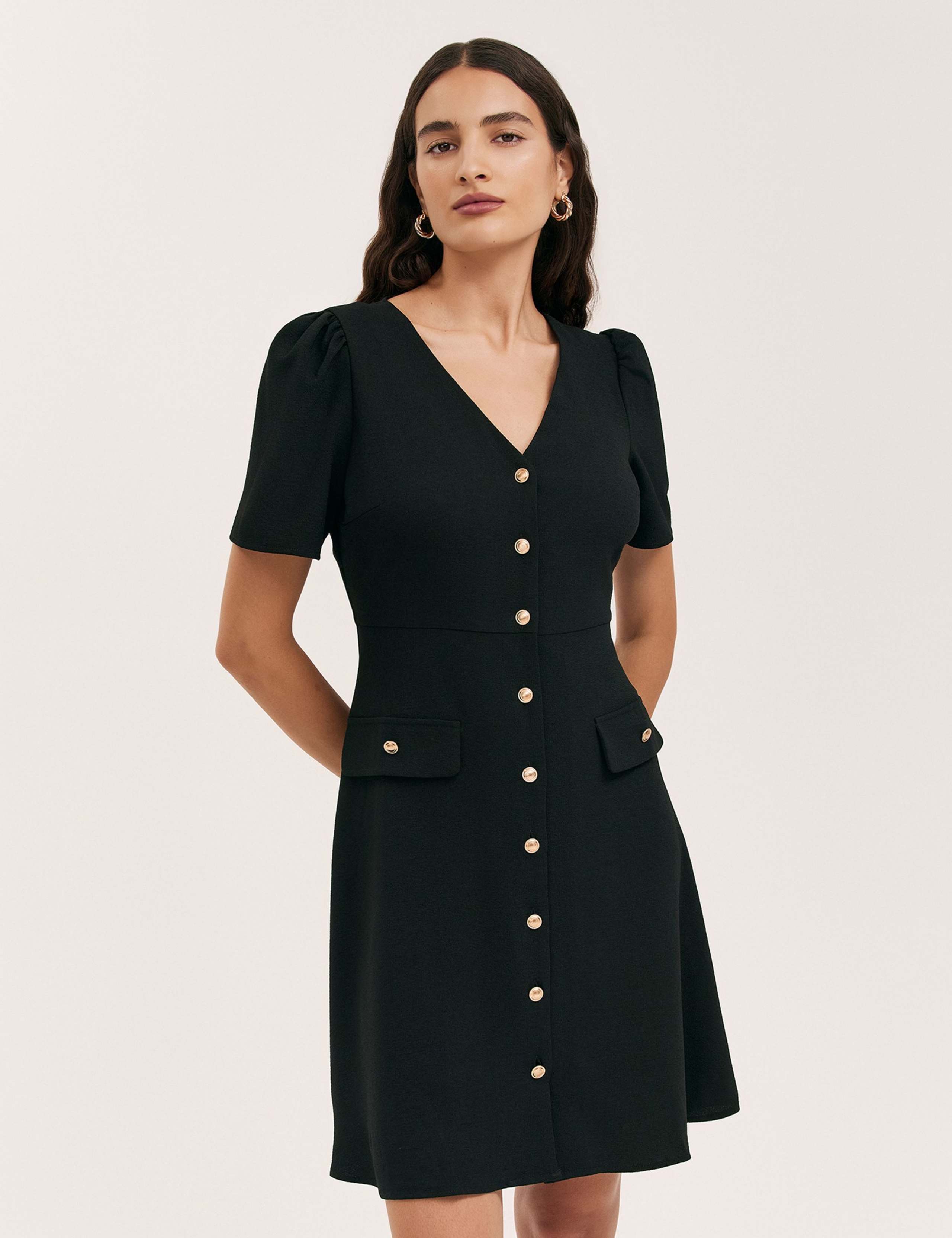 V-Neck Button Through Tailored Dress 4 of 5