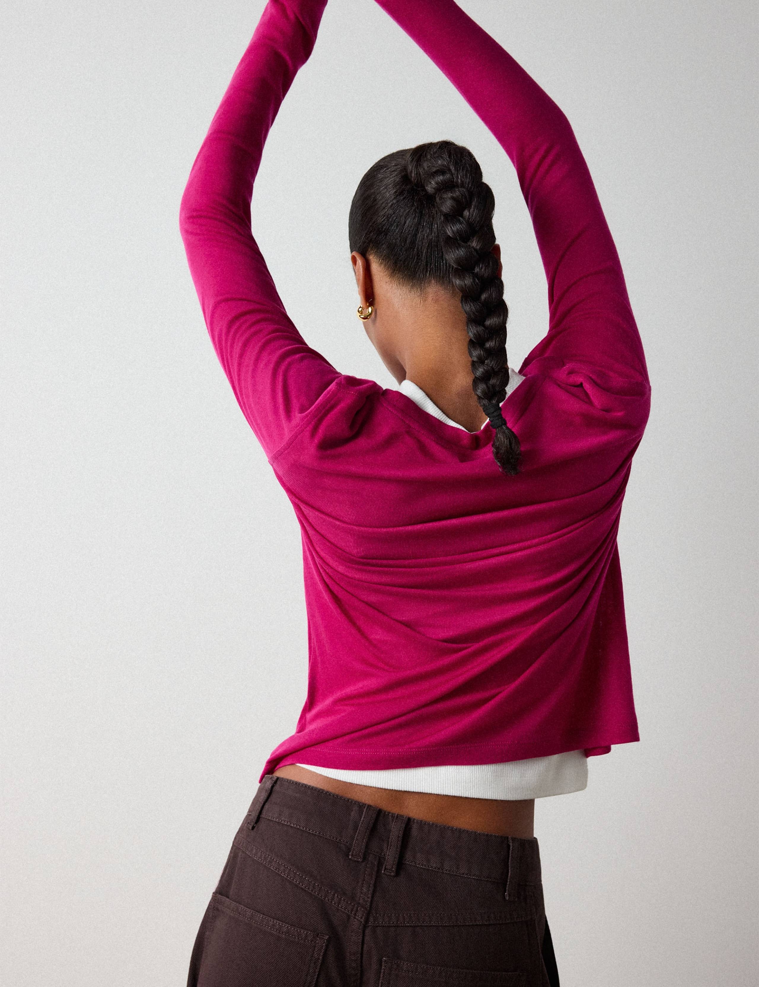 Lyocell Jersey Crew Neck Top with Wool 3 of 4