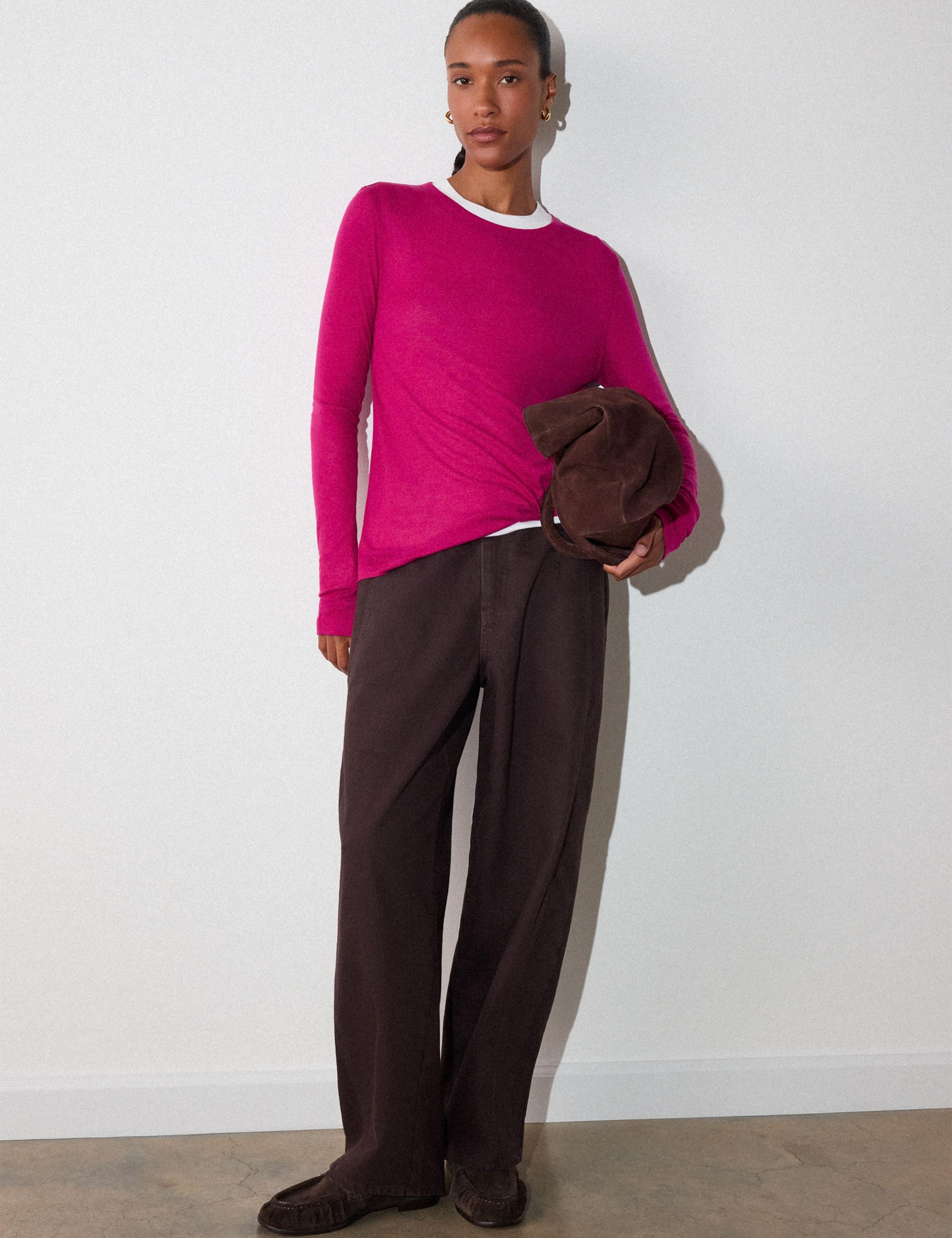 Lyocell Jersey Crew Neck Top with Wool 4 of 4