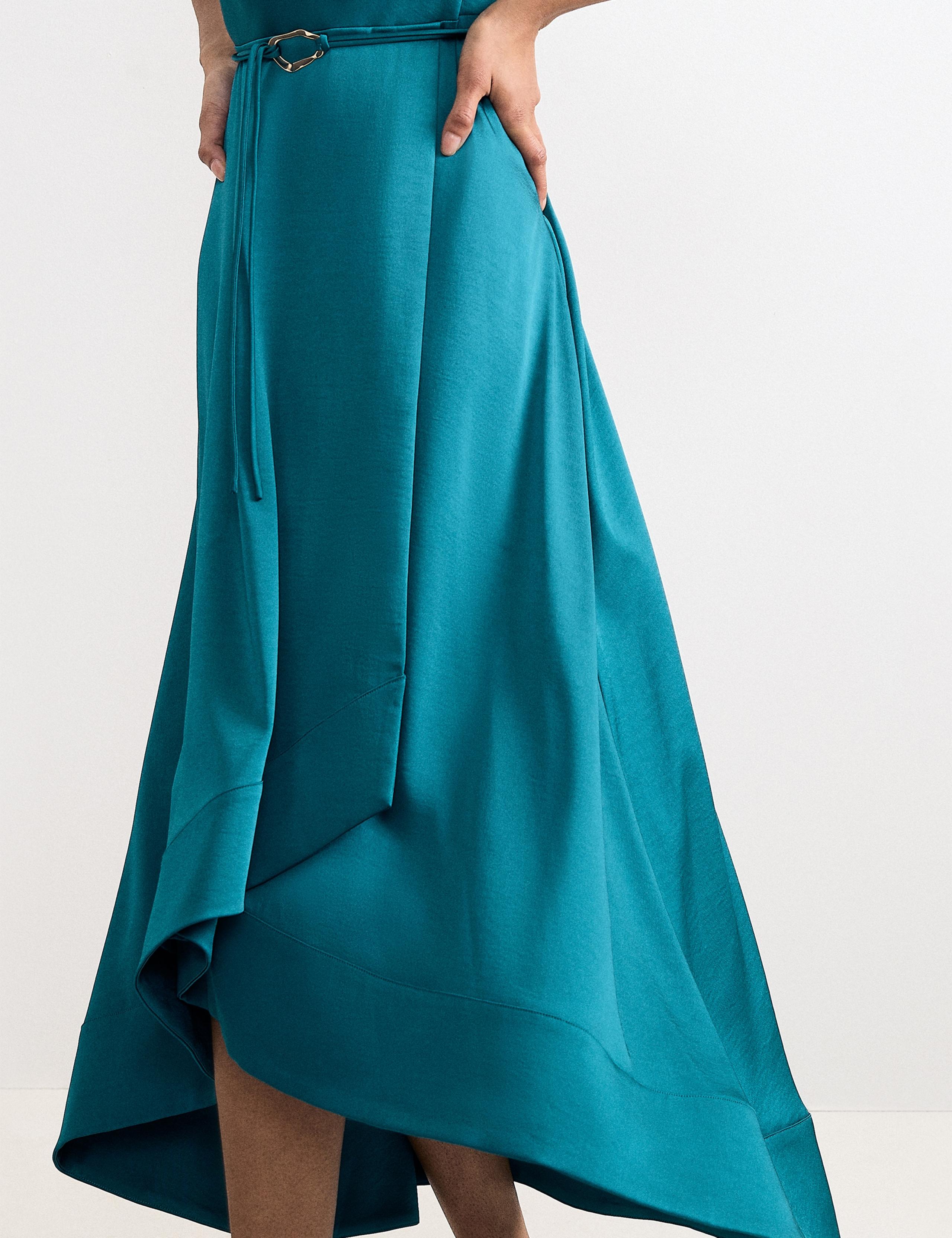 Cowl Neck Belted Midi Waisted Dress 3 of 7