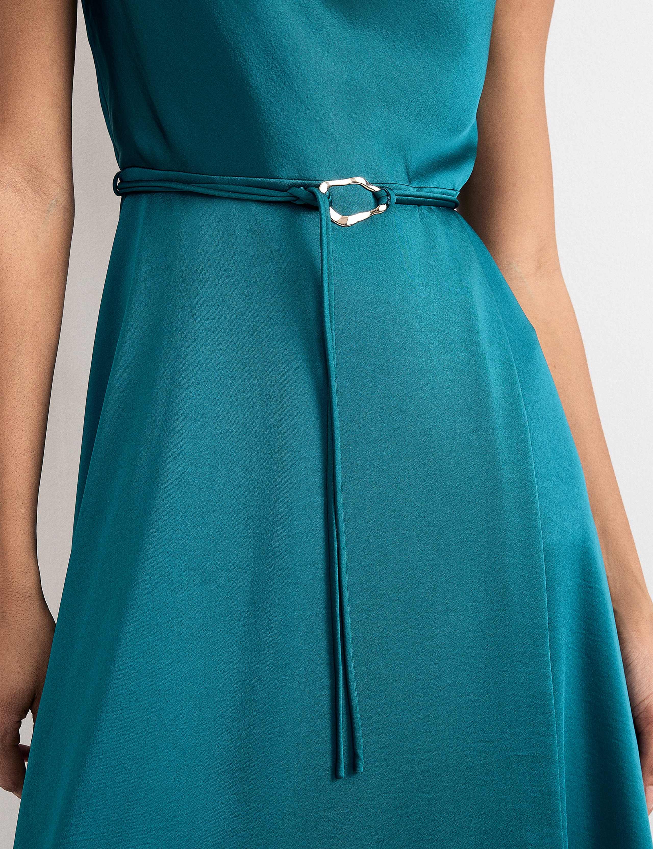 Cowl Neck Belted Midi Waisted Dress 5 of 7
