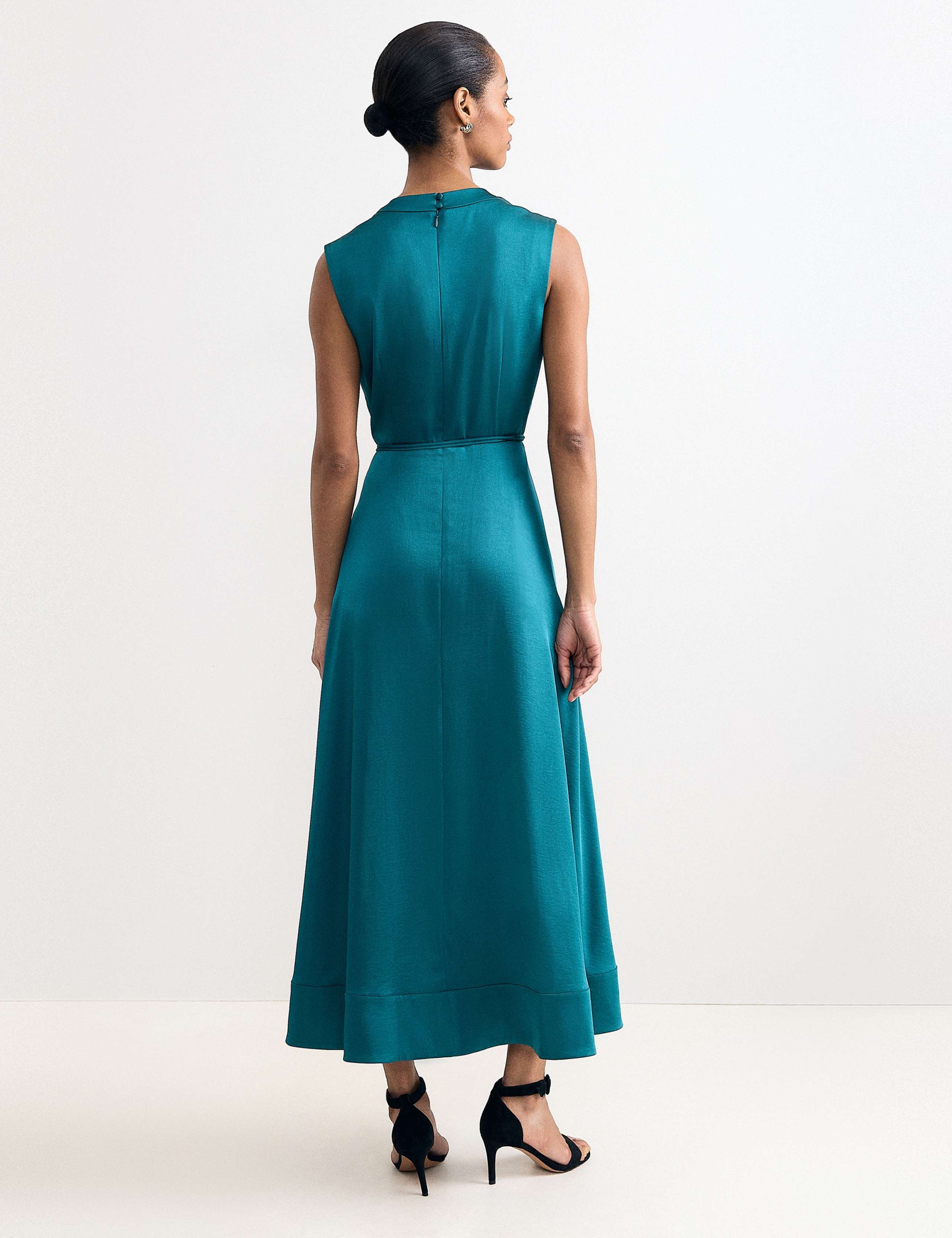 Cowl Neck Belted Midi Waisted Dress 7 of 7