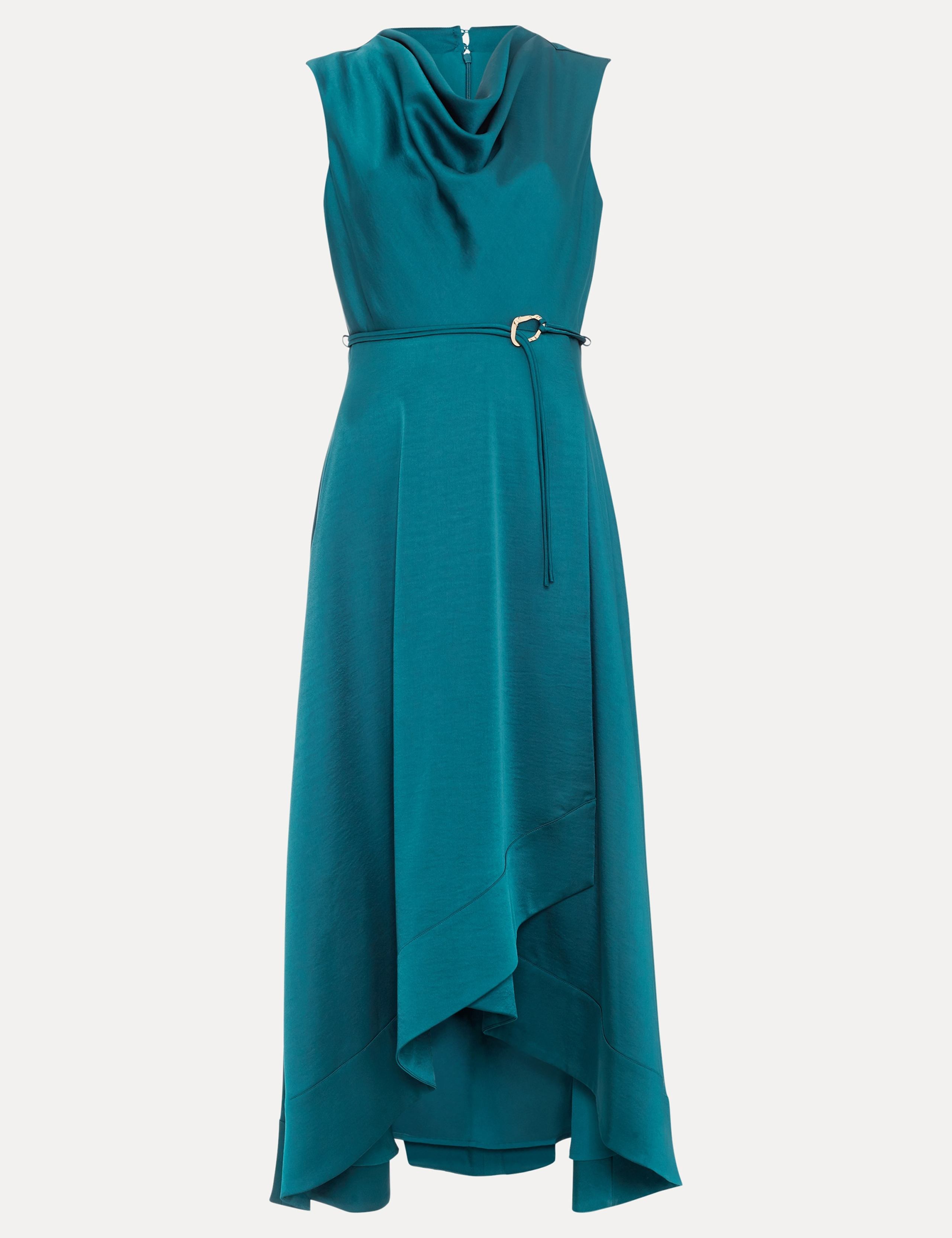 Cowl Neck Belted Midi Waisted Dress 2 of 7
