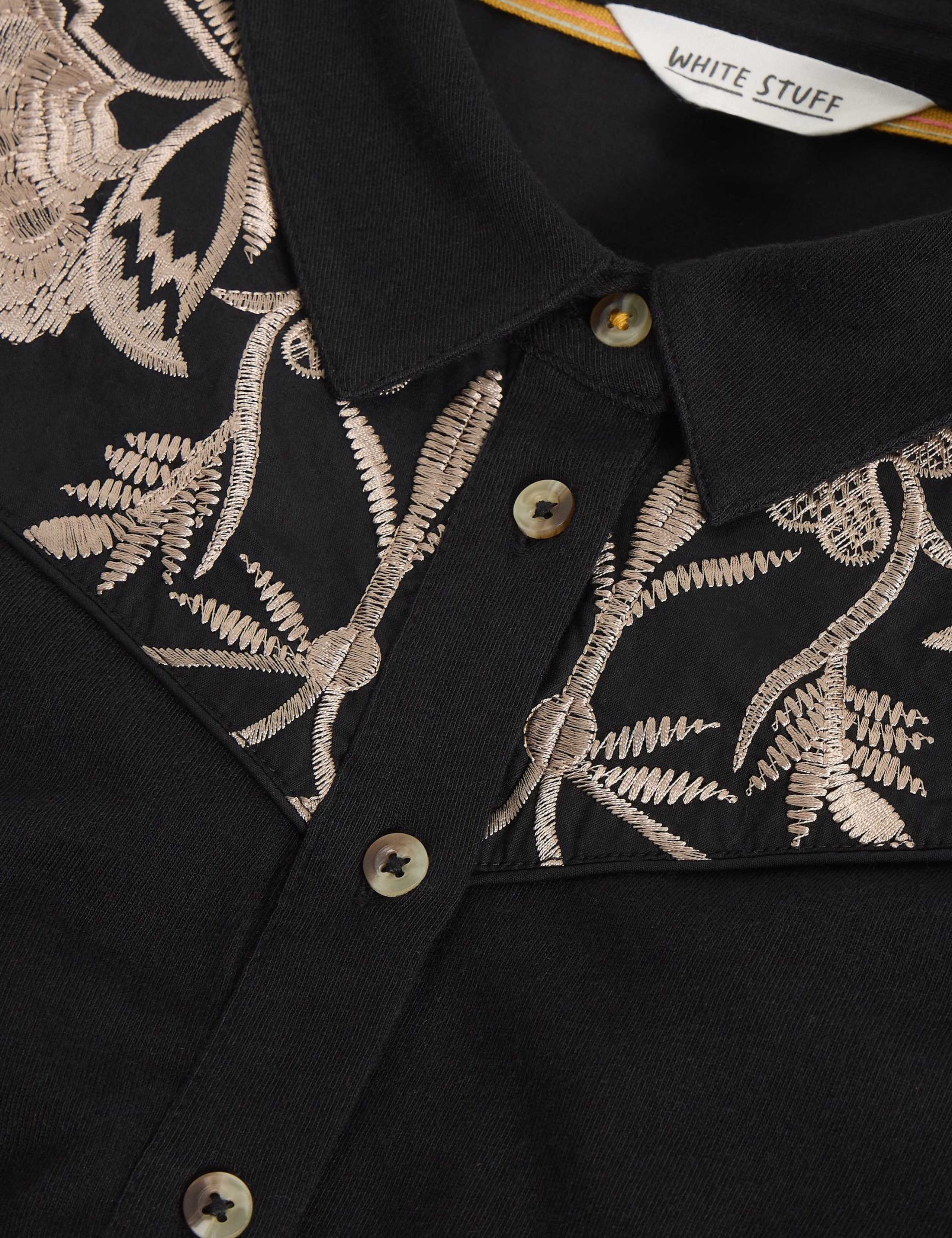 Cotton Rich Embroidered Midi Shirt Dress 4 of 6