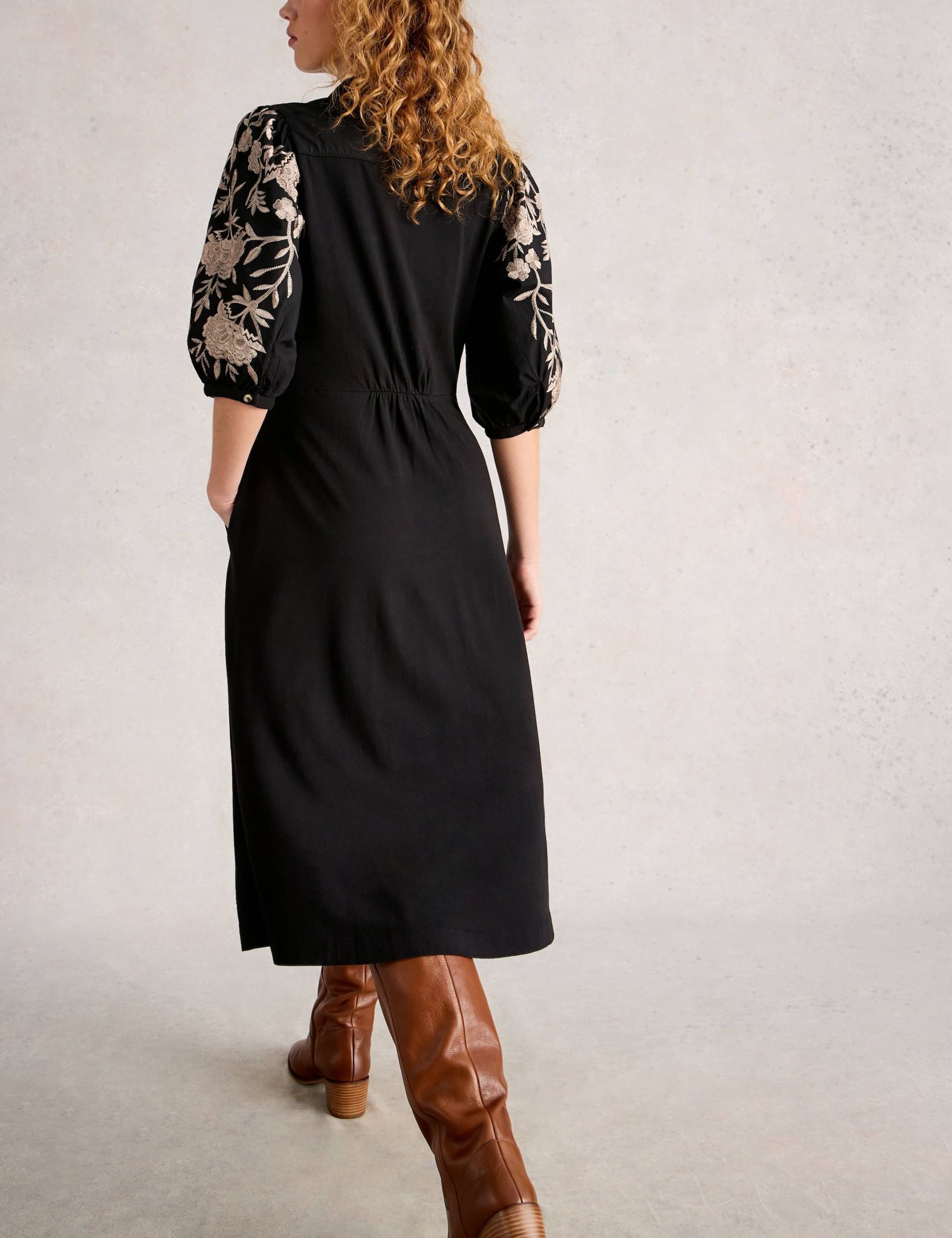 Cotton Rich Embroidered Midi Shirt Dress 6 of 6