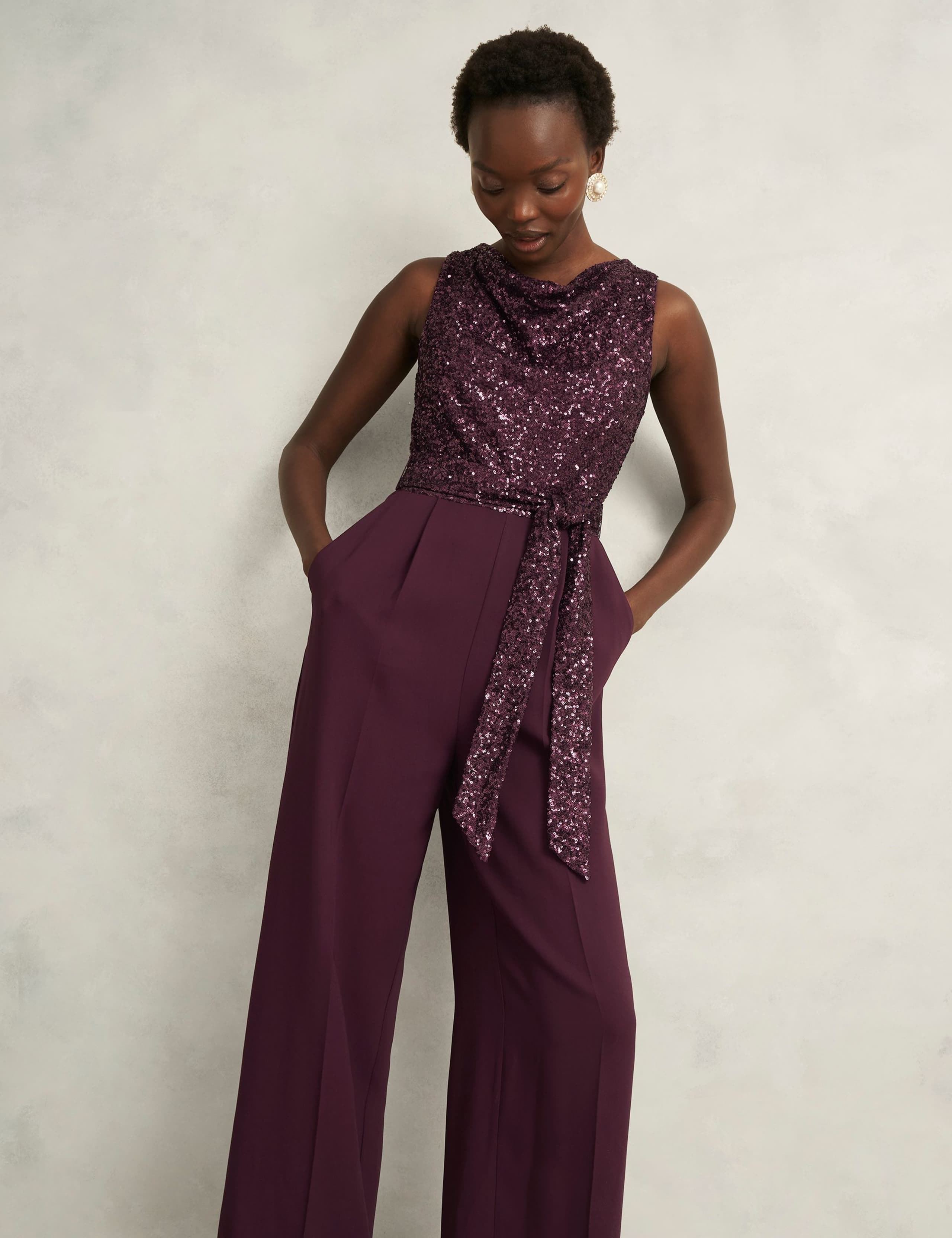Sequin Tie Detail Wide Leg Jumpsuit 3 of 7