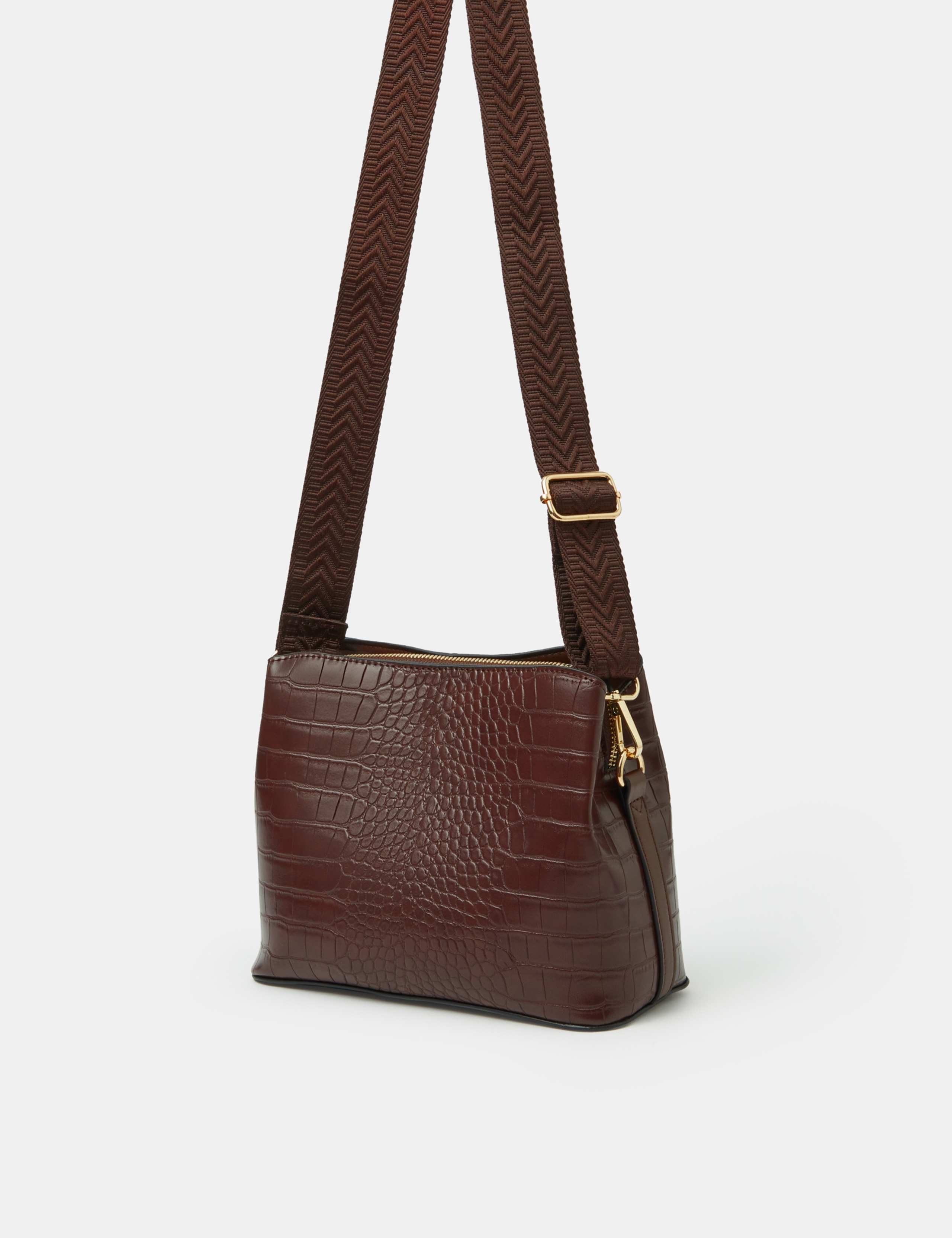 Faux Croc Print Crossbody Bag 2 of 5