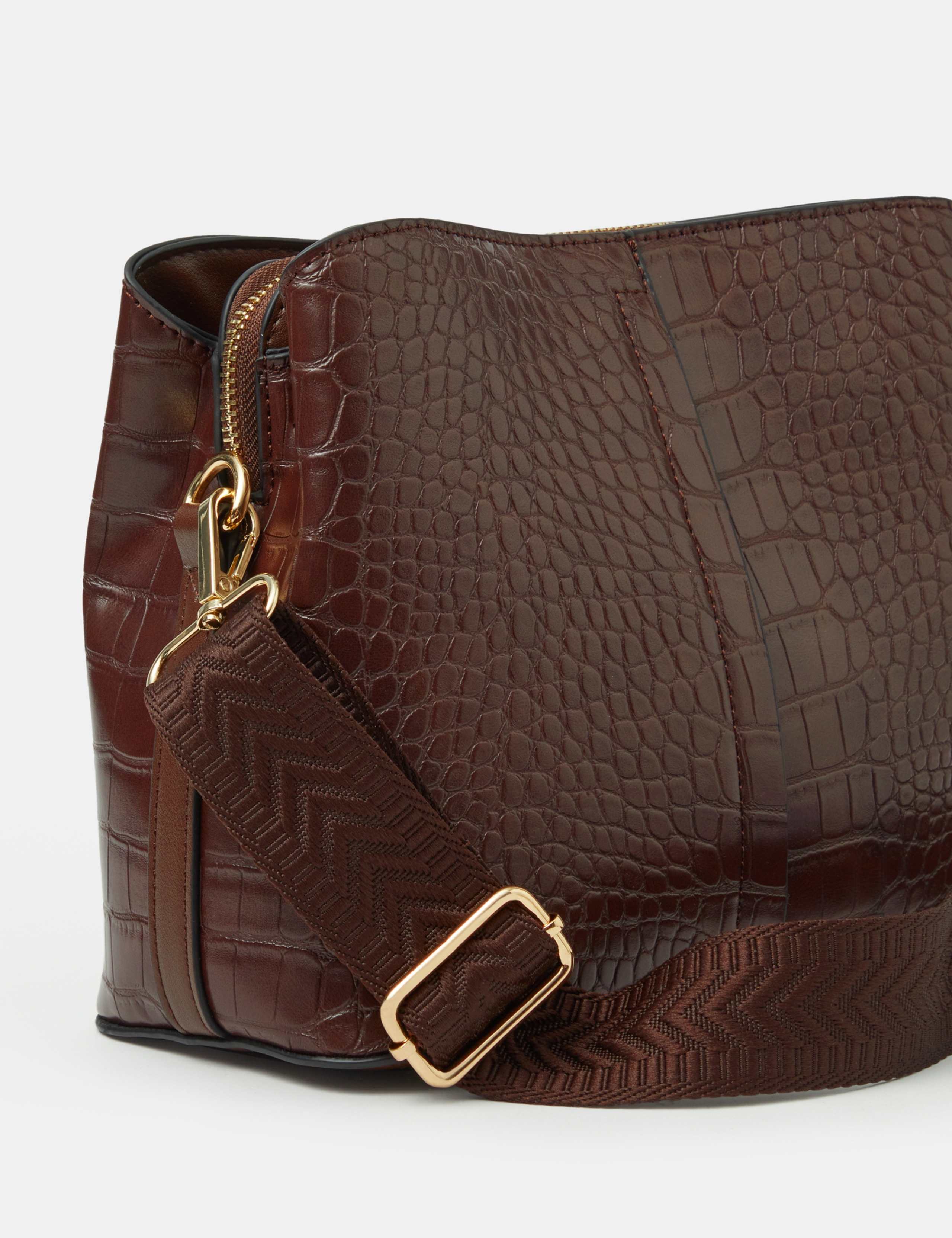 Faux Croc Print Crossbody Bag 3 of 5