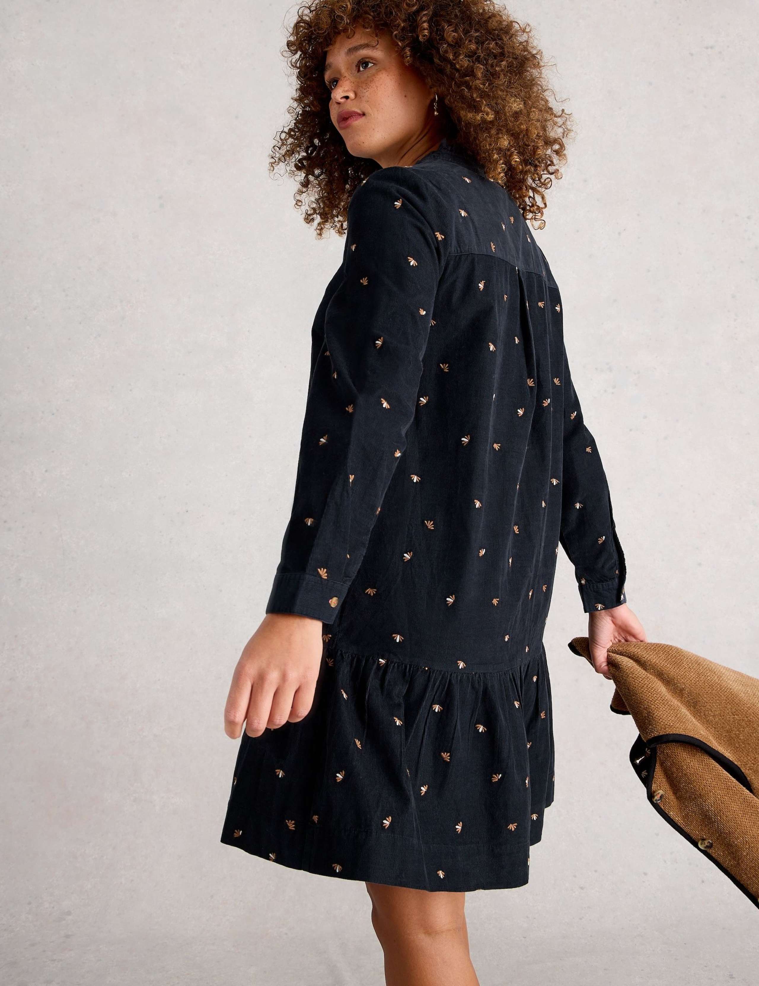 Cord Embroidered Knee Length Smock Dress 4 of 6