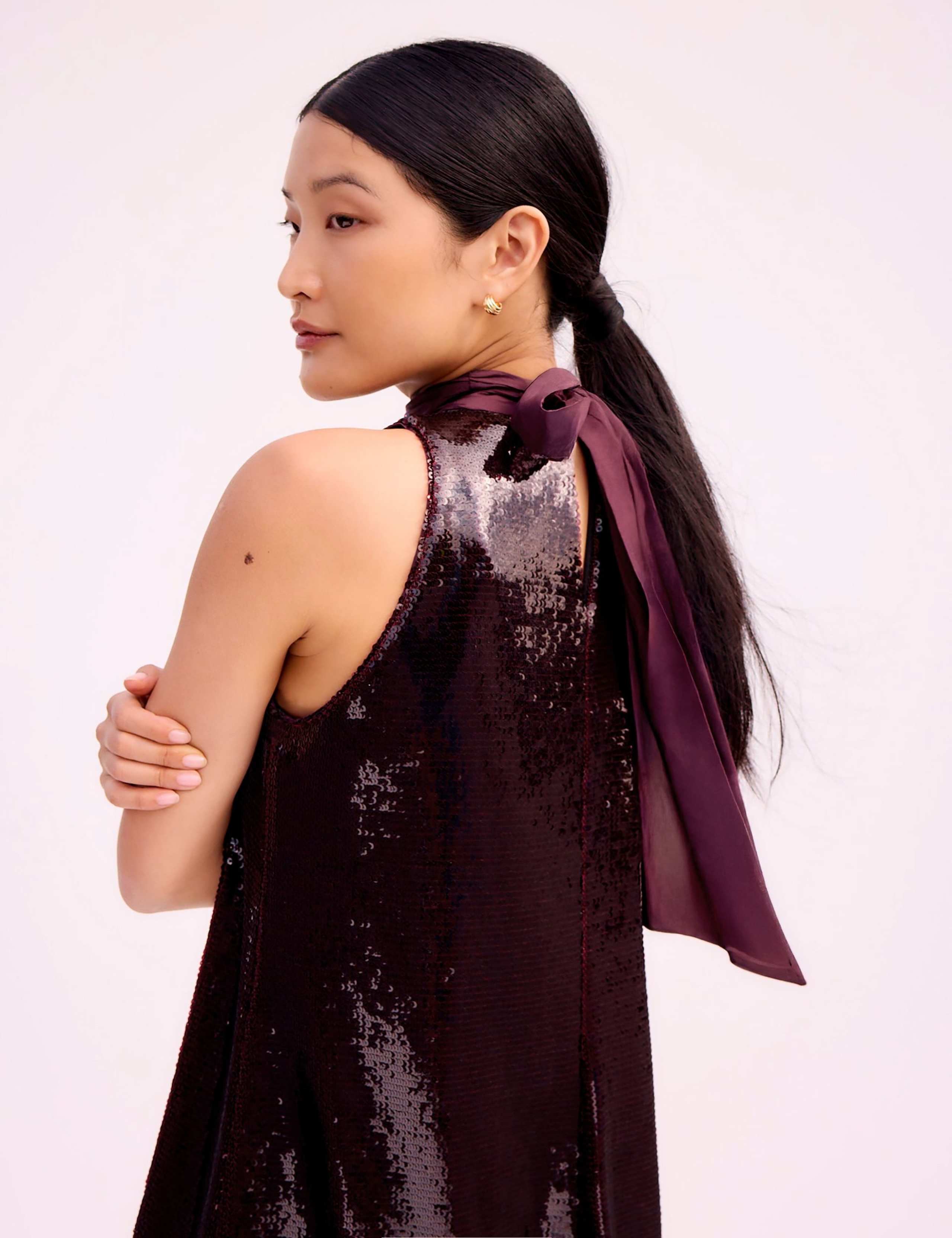 Sequin Halter Neck Mini Trapeze Dress 2 of 3
