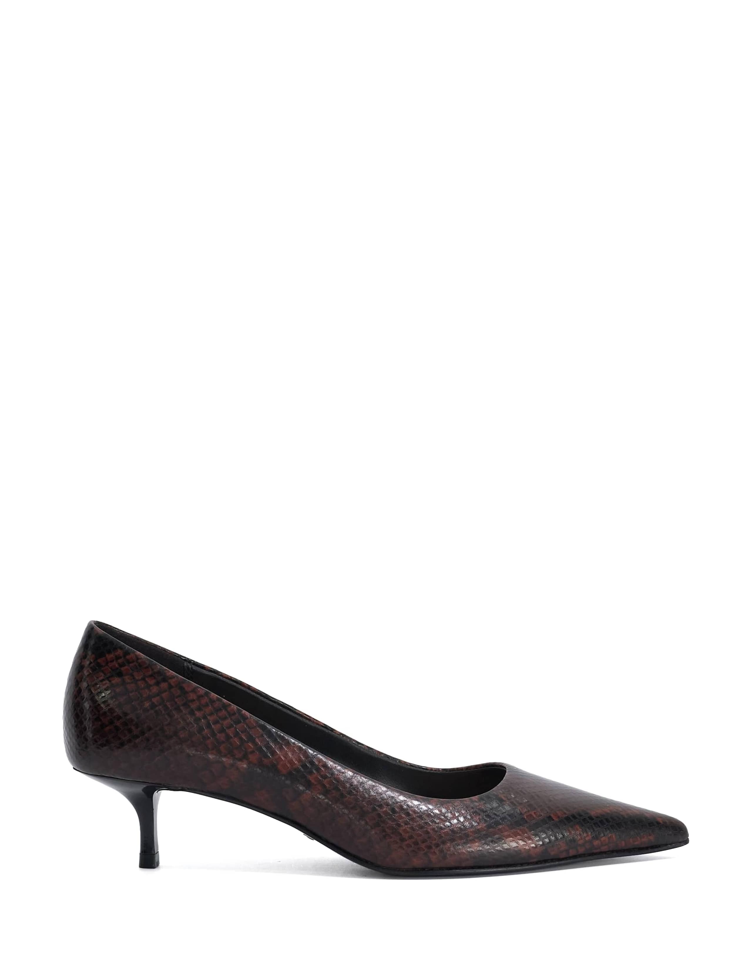 Leather Snake Print Kitten Heel Court Shoes 1 of 6