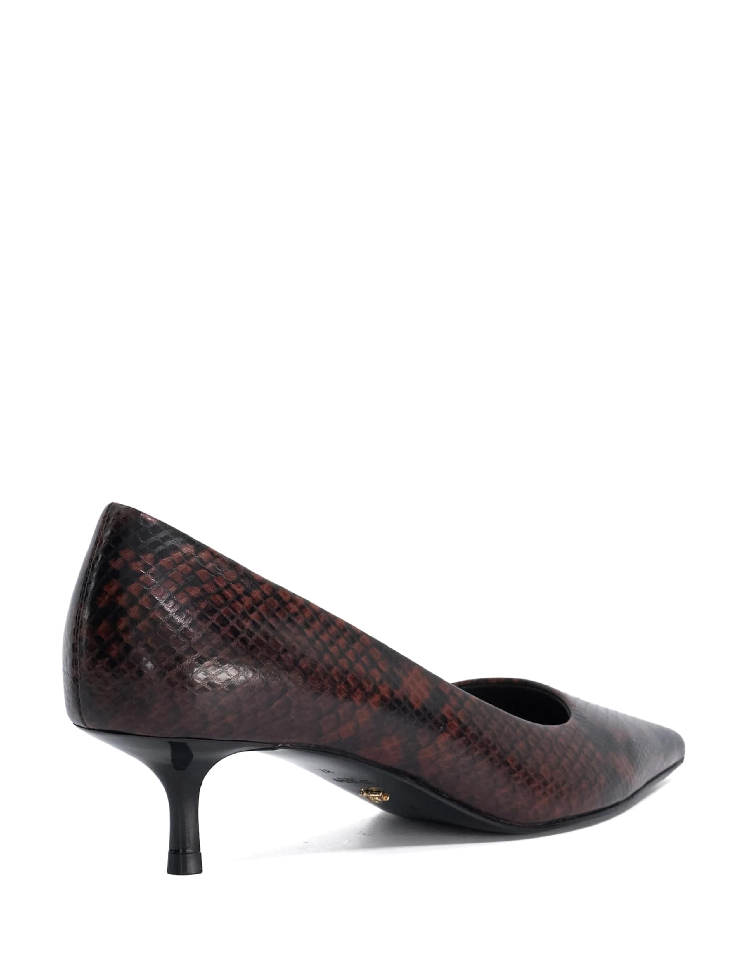 Leather Snake Print Kitten Heel Court Shoes 4 of 6