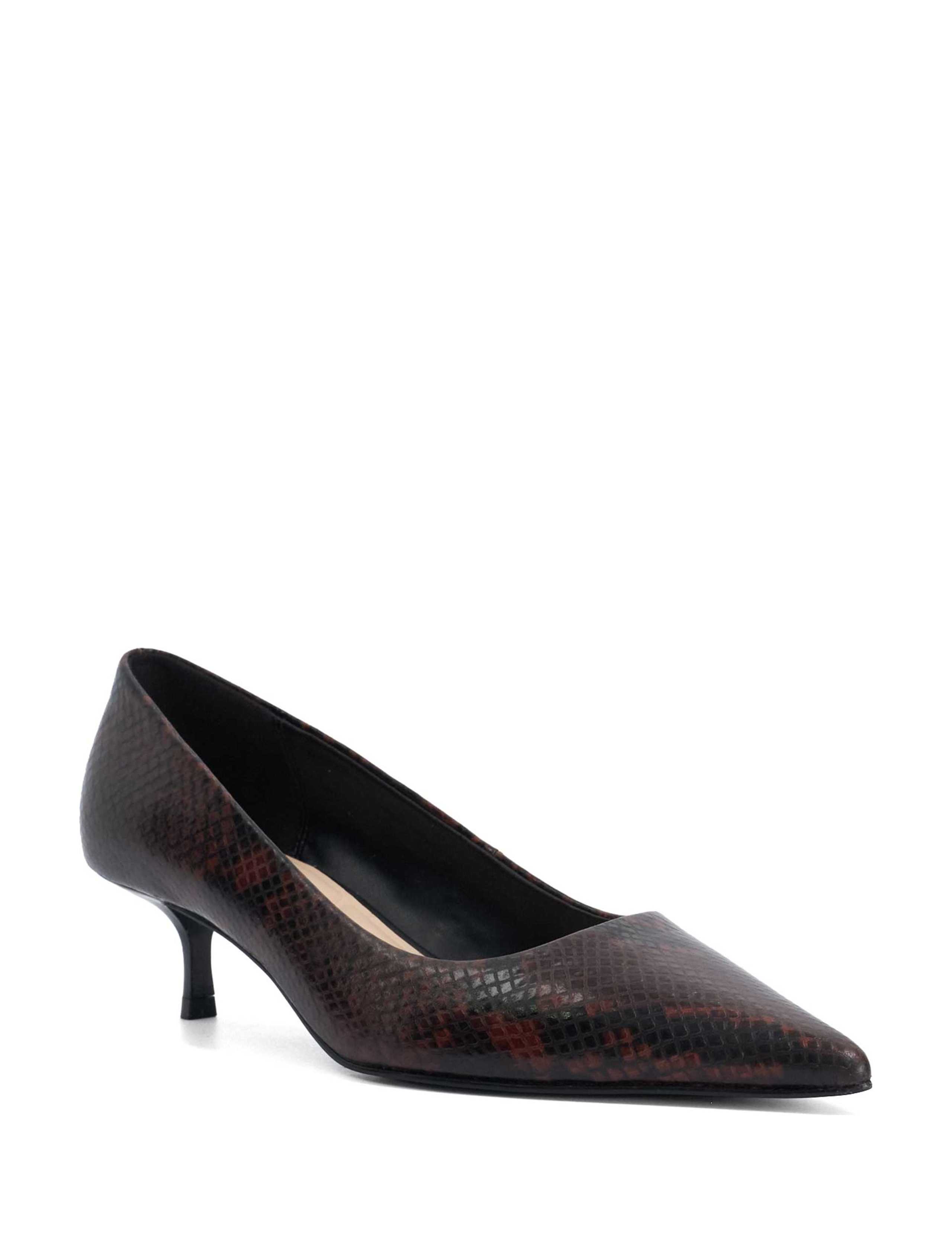 Leather Snake Print Kitten Heel Court Shoes 5 of 6