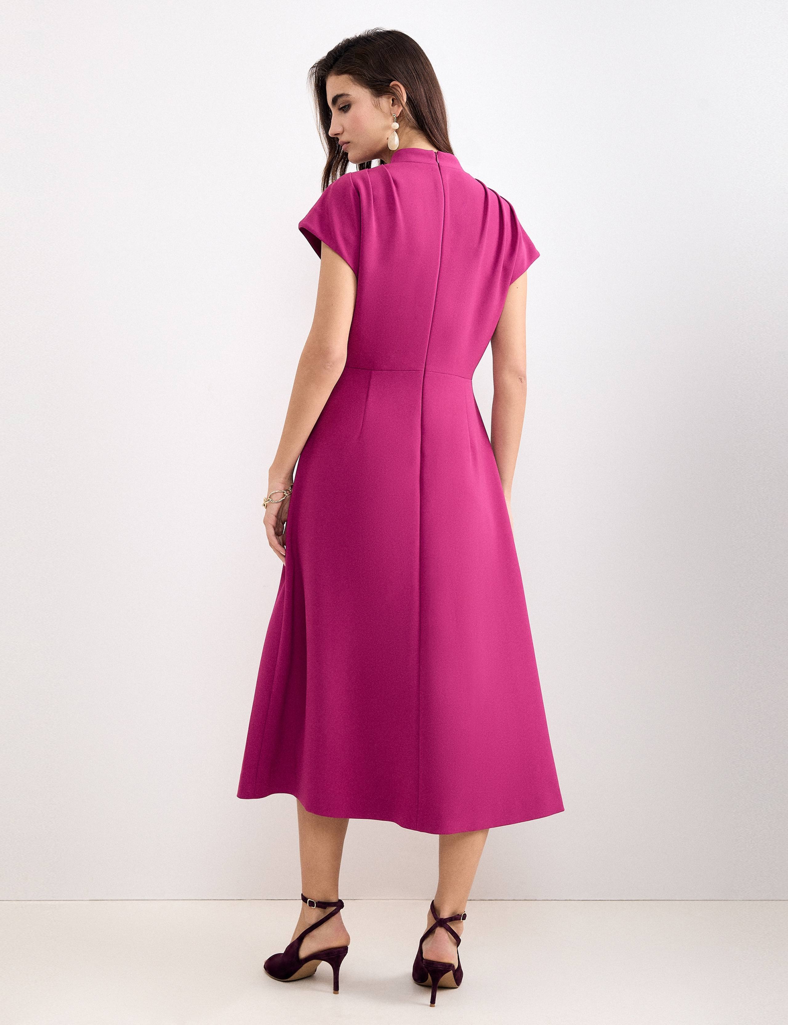 V-Neck Pleated Midi Skater Dress 3 of 7