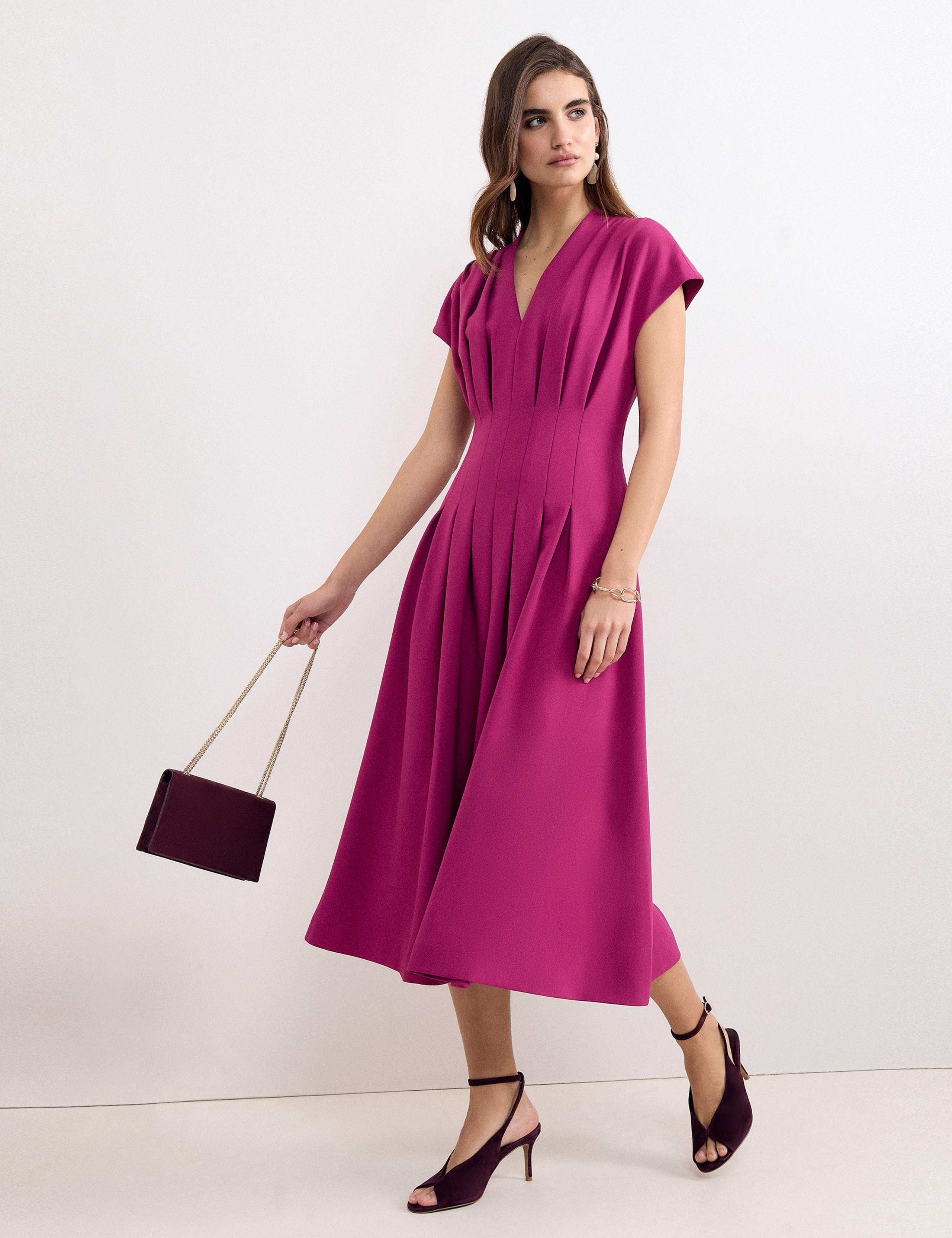 V-Neck Pleated Midi Skater Dress 5 of 7
