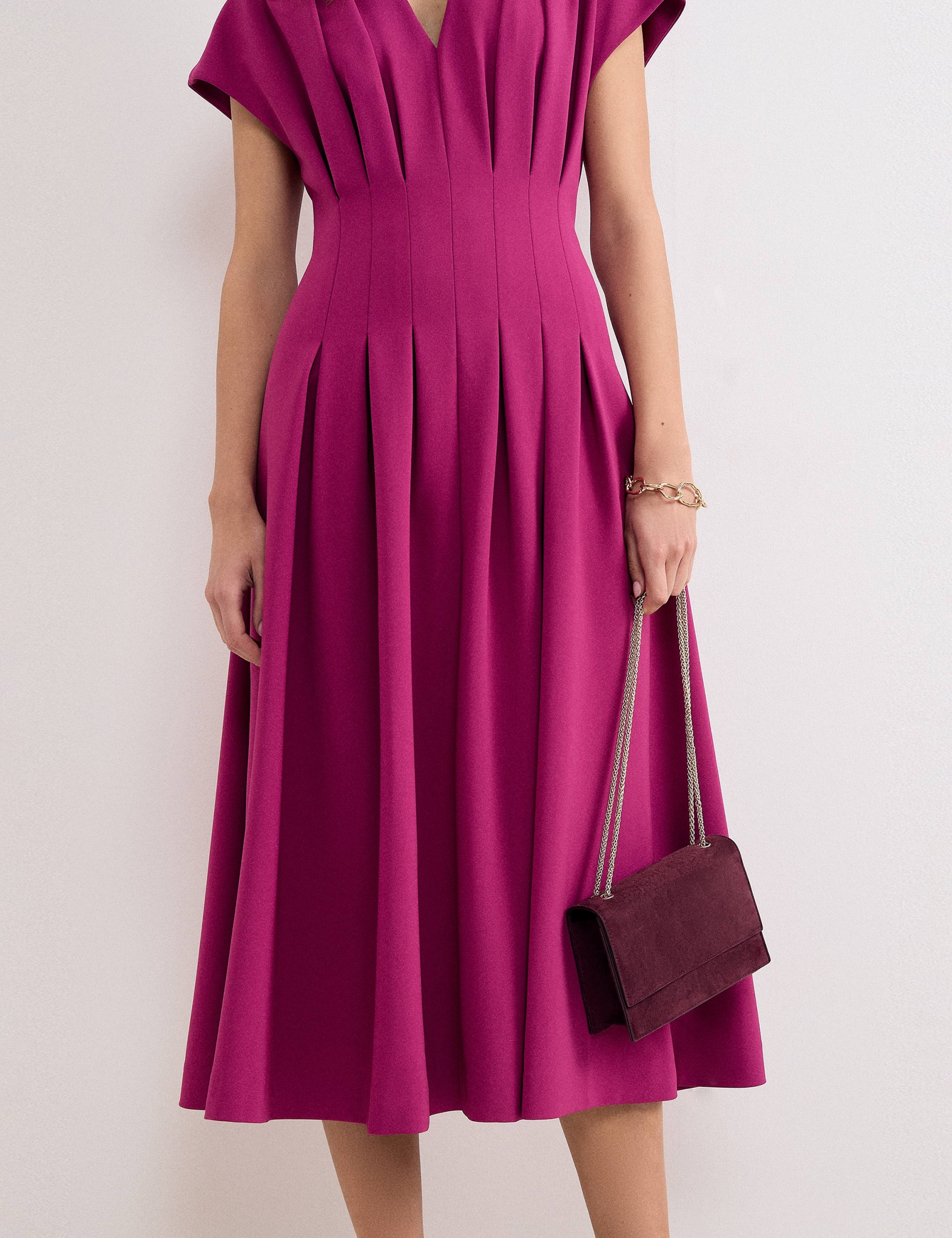 V-Neck Pleated Midi Skater Dress 6 of 7