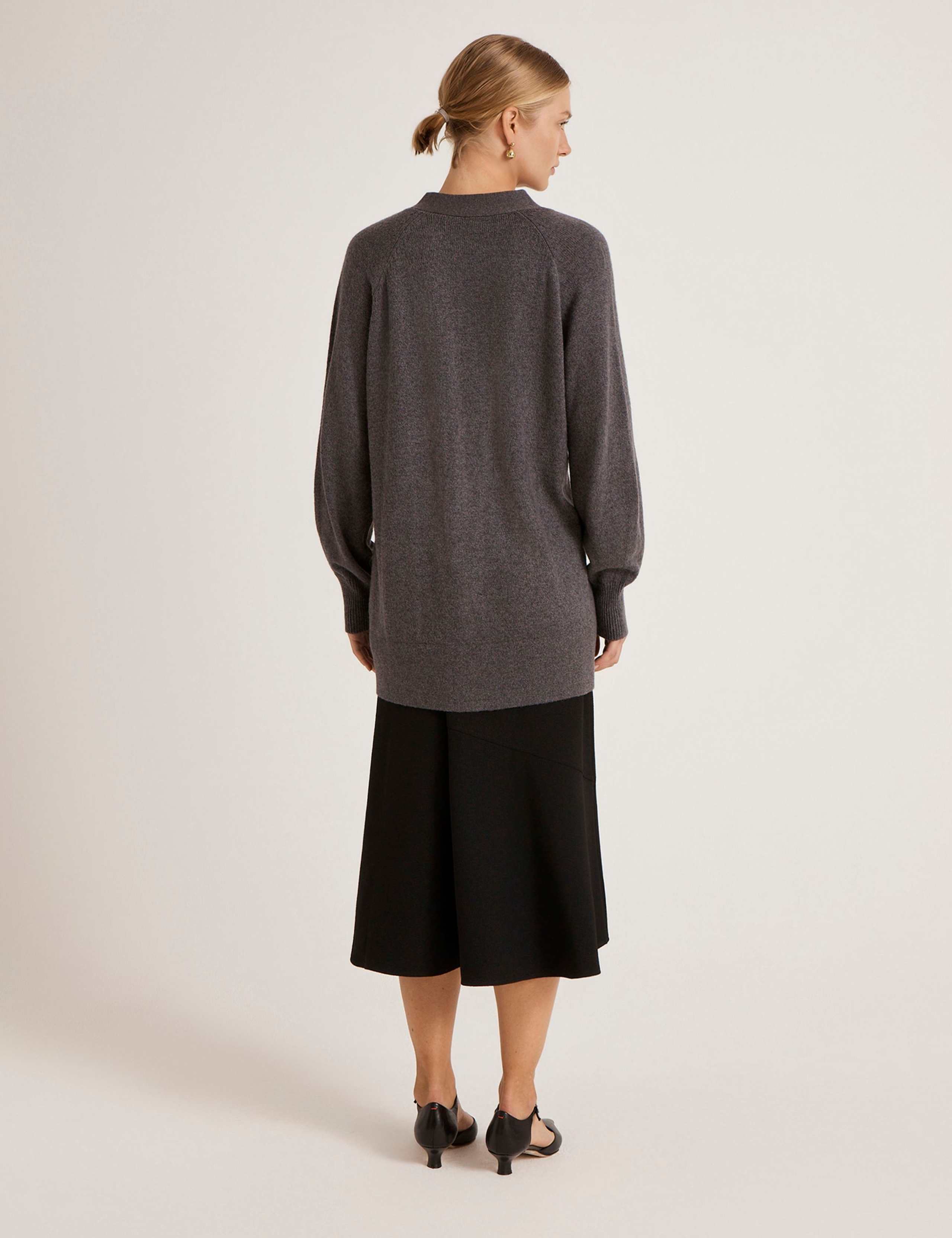 Cotton Rich V-Neck Button Front Cardigan 4 of 4