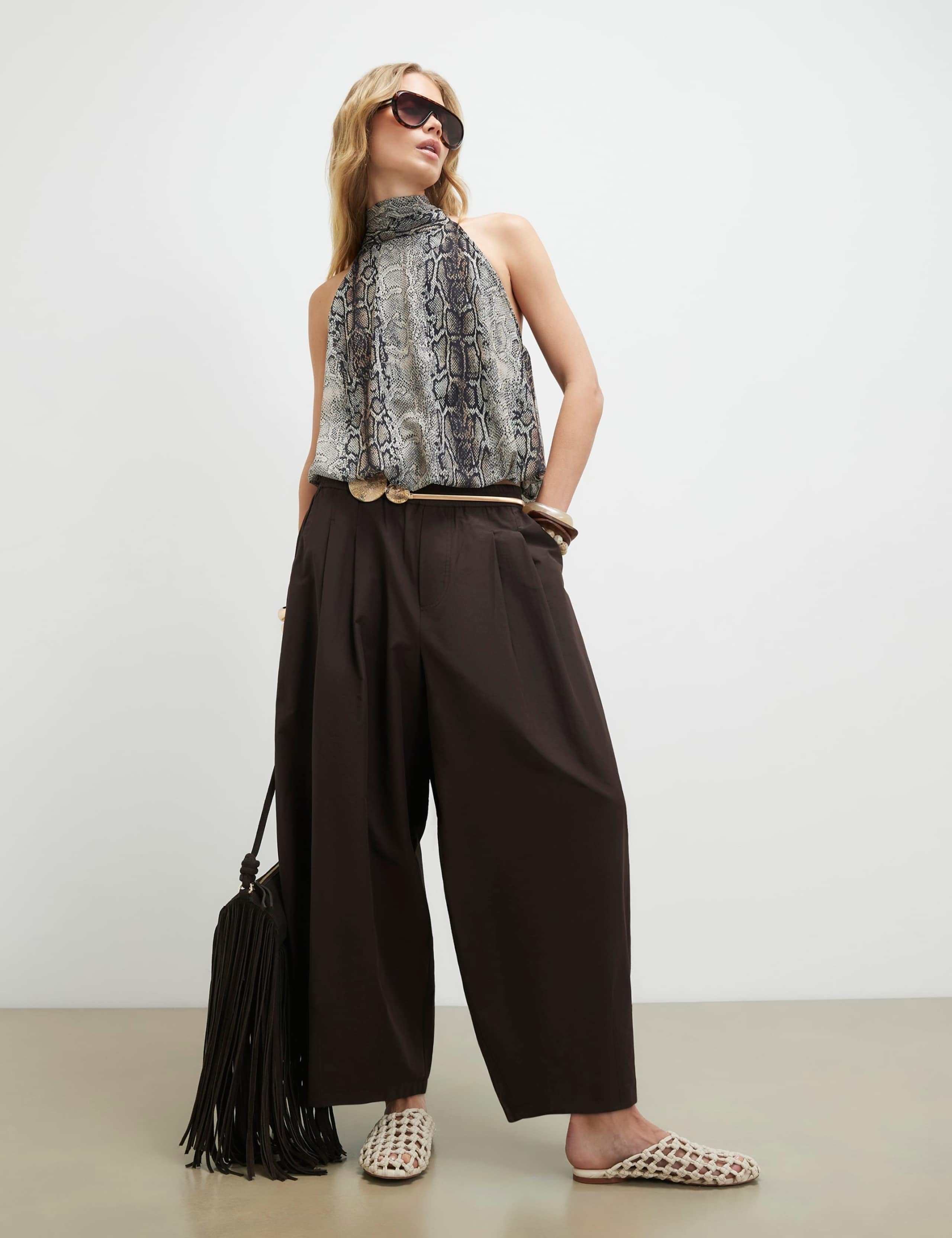 Cotton Rich Barrel Leg Trousers 1 of 4