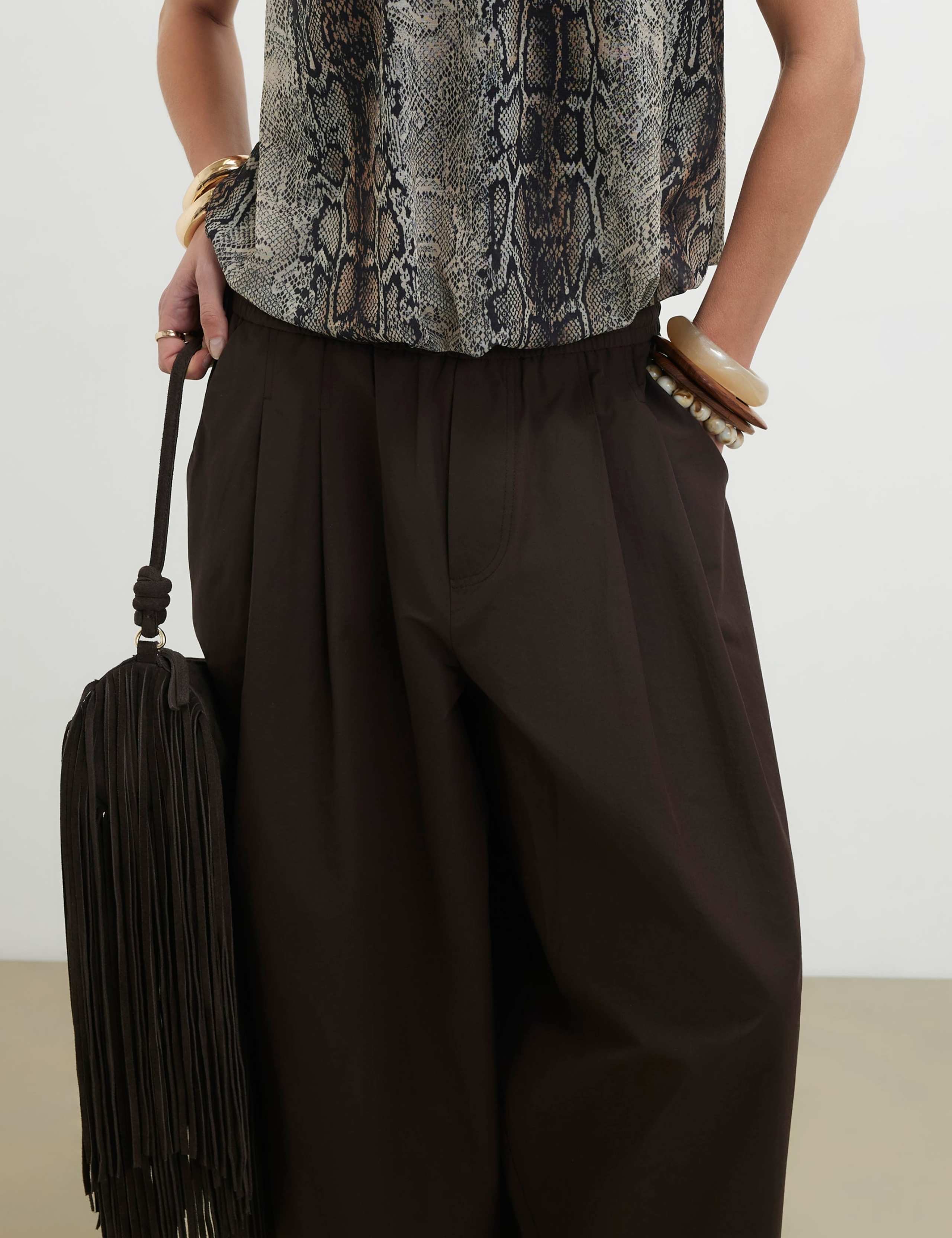 Cotton Rich Barrel Leg Trousers 3 of 4
