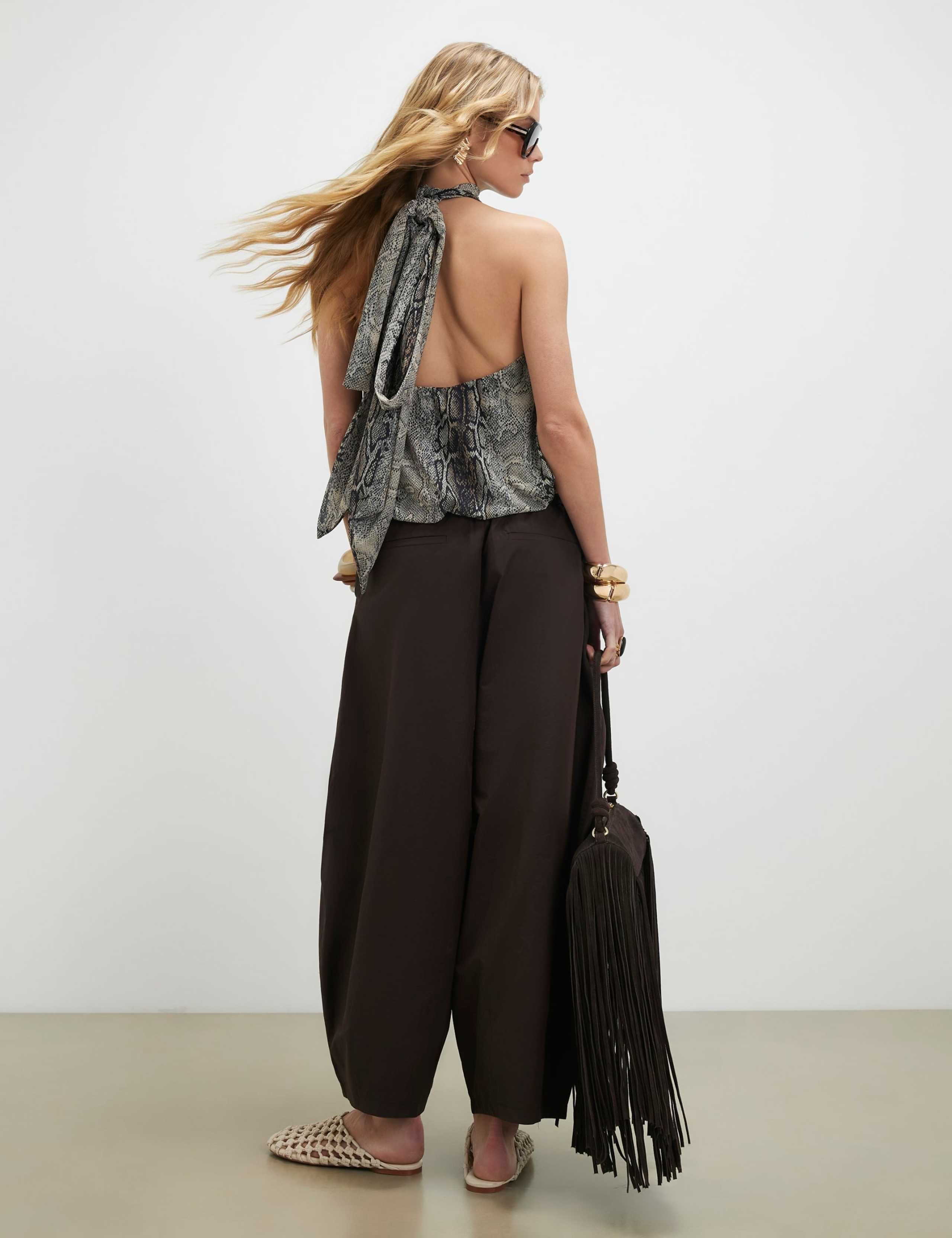 Cotton Rich Barrel Leg Trousers 4 of 4