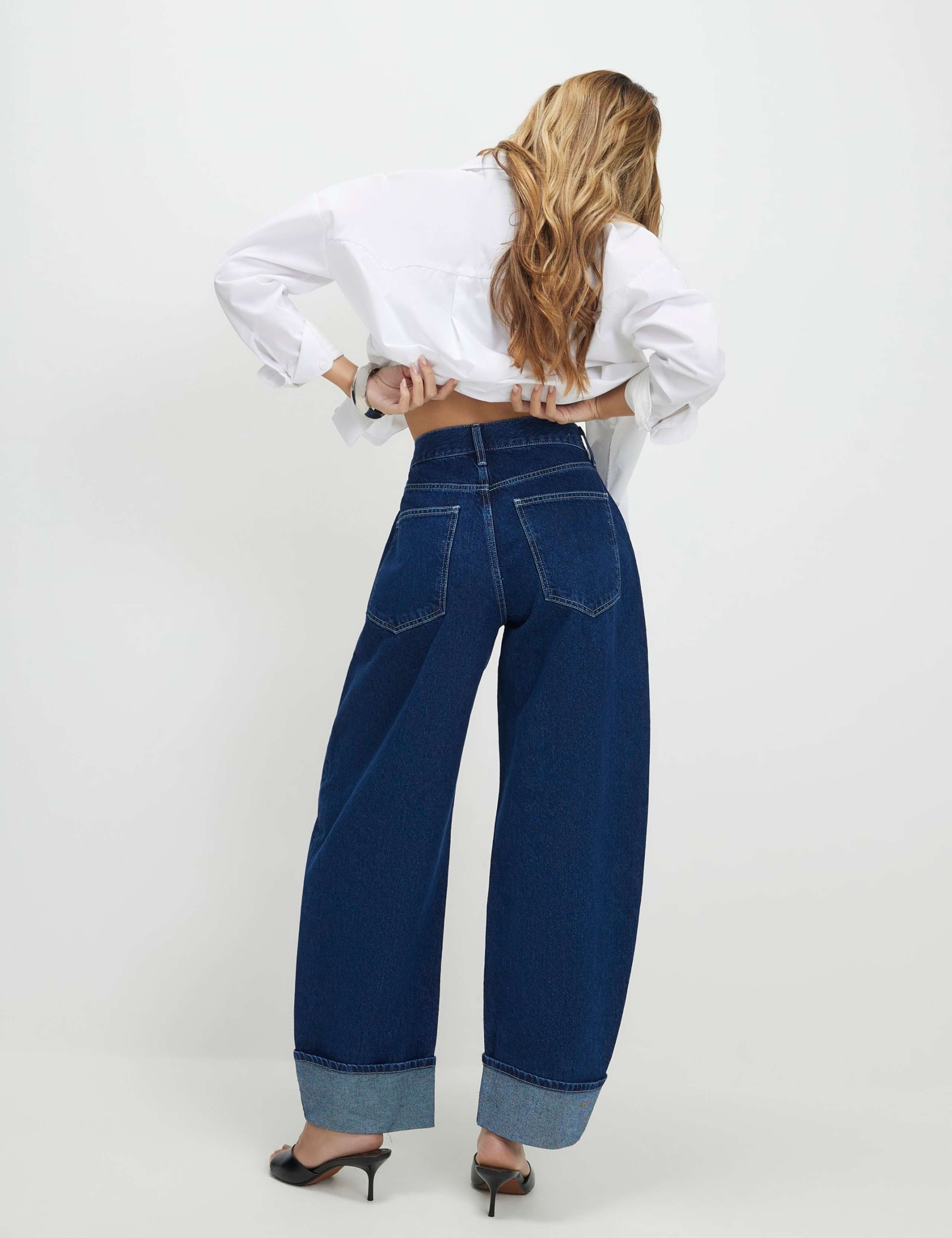 Turn Up Cuff Barrel Leg Jeans 2 of 4