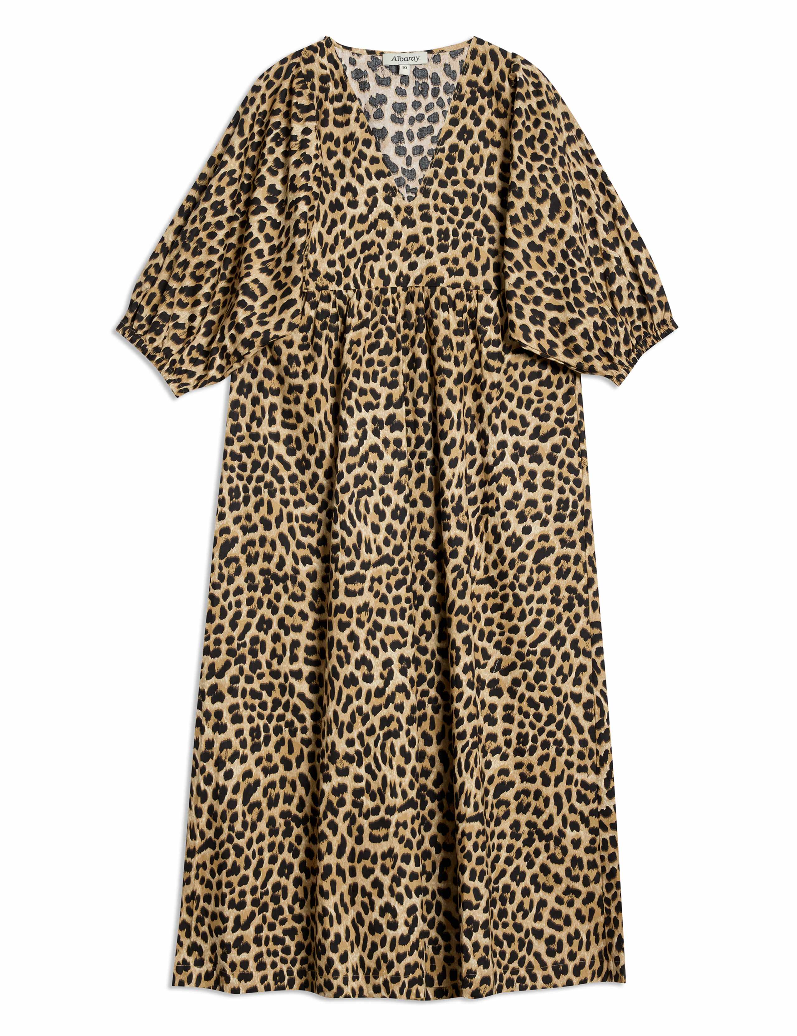Pure Cotton Animal Print V-Neck Midi Skater Dress 2 of 6