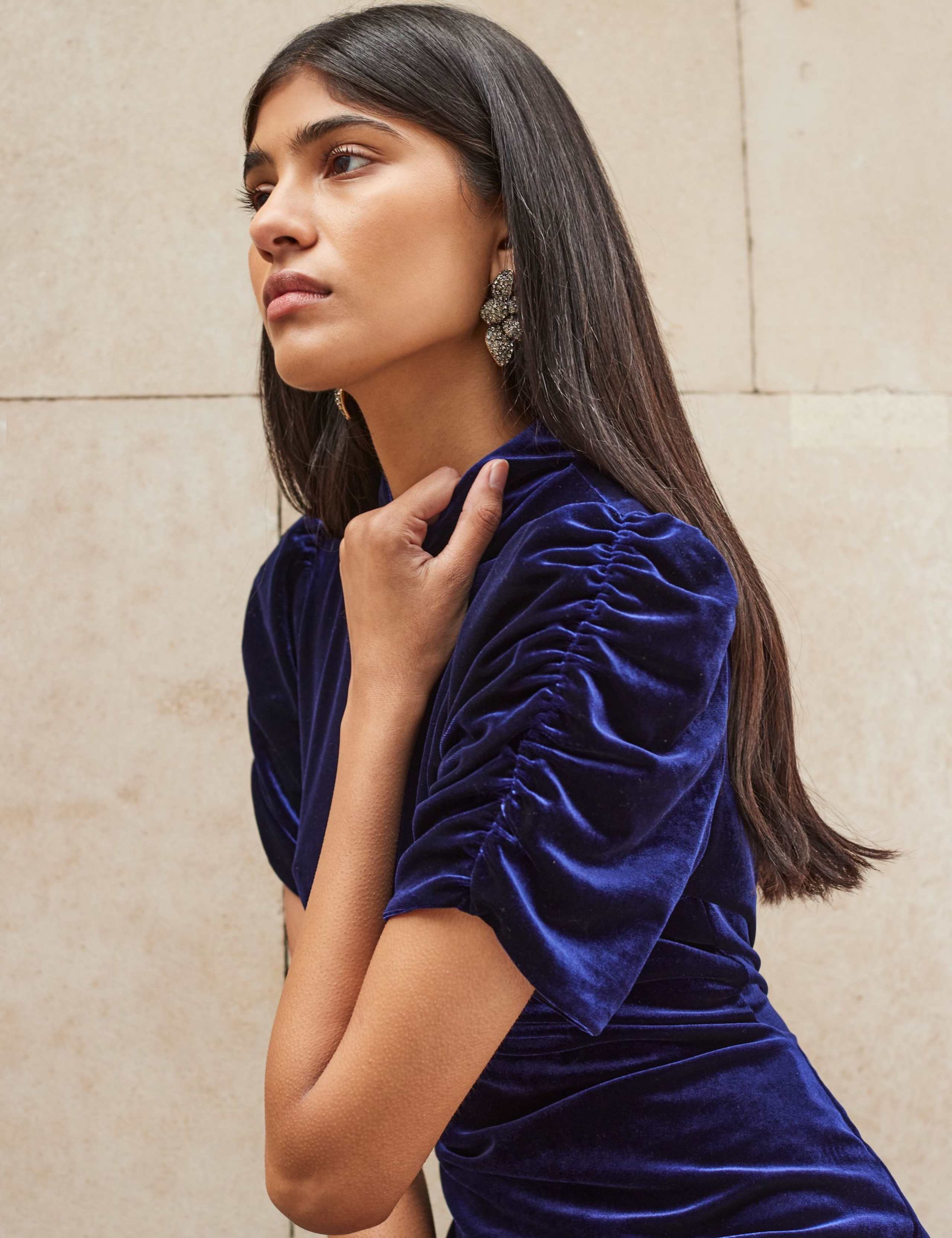Velvet High Neck Midi Bodycon Dress 4 of 4