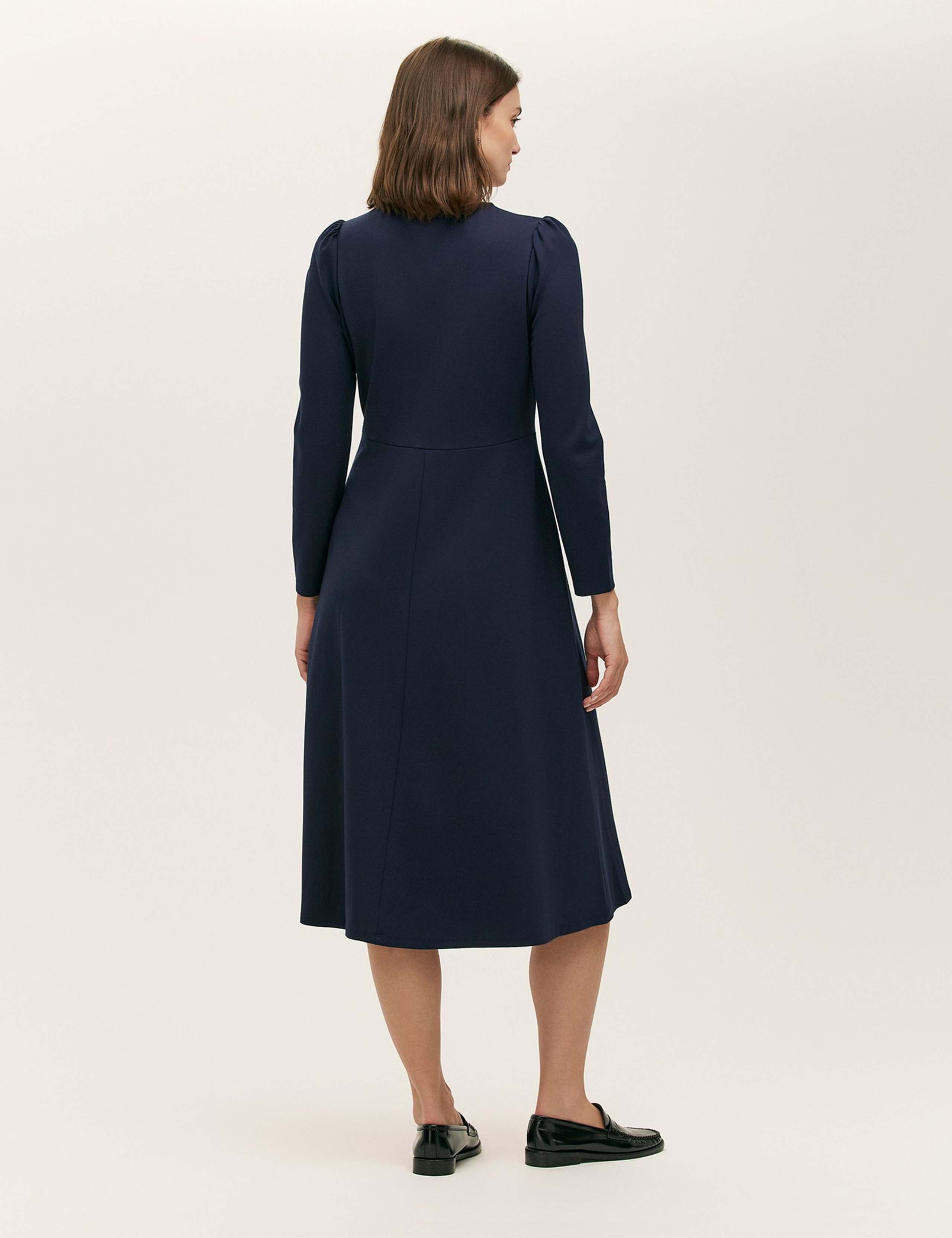 Ponte Jersey Button Front Midi Dress 2 of 4