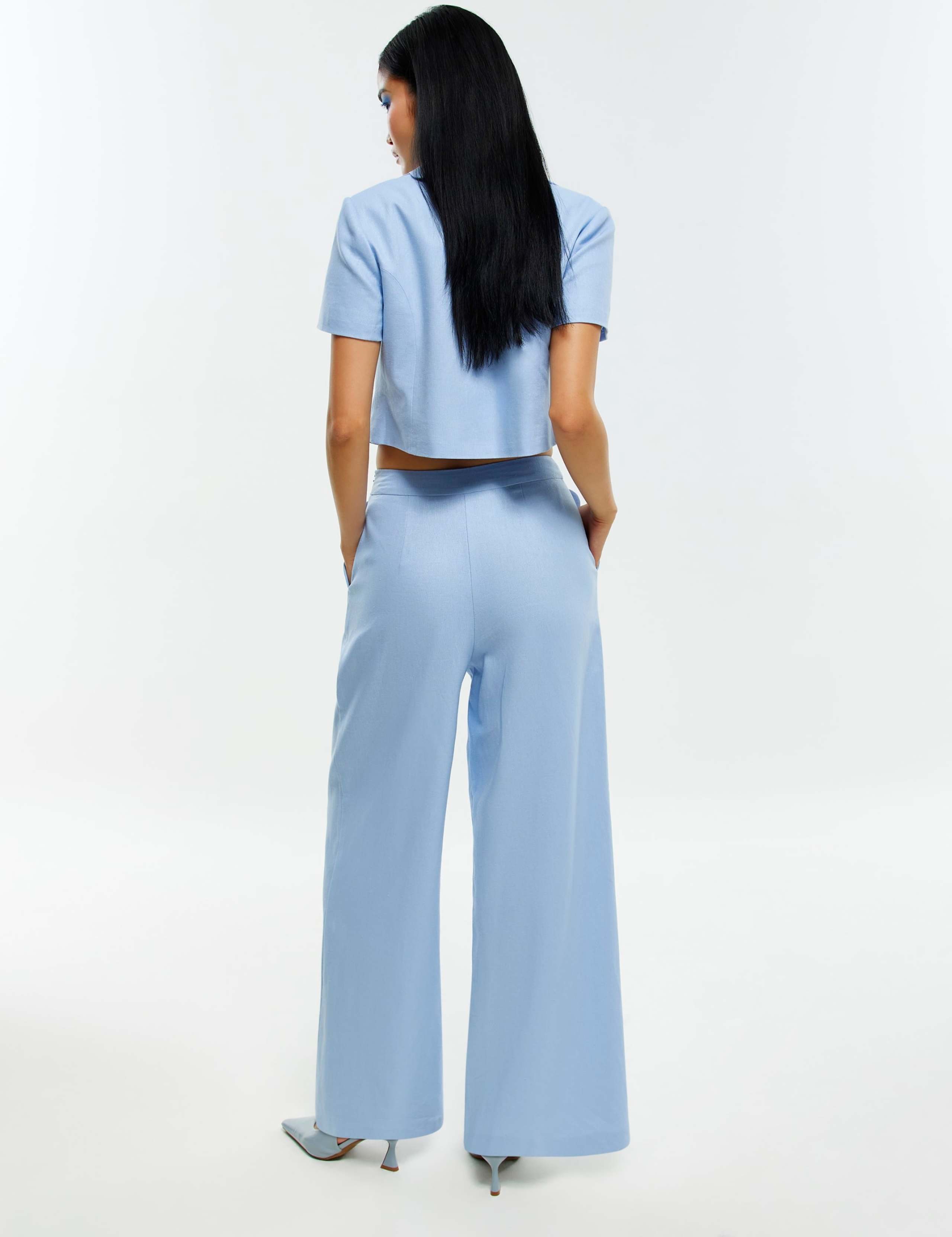 Linen Rich Scallop Wide Leg Trousers 4 of 4