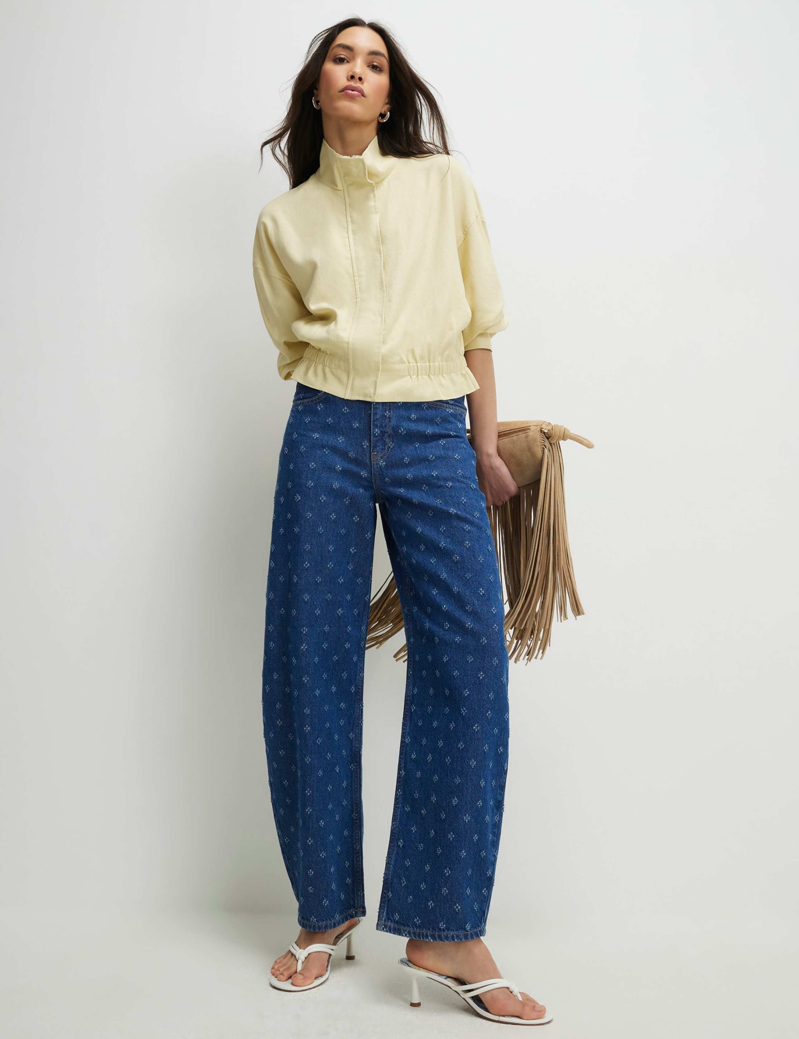Ditsy Texture Barrel Jeans 1 of 4