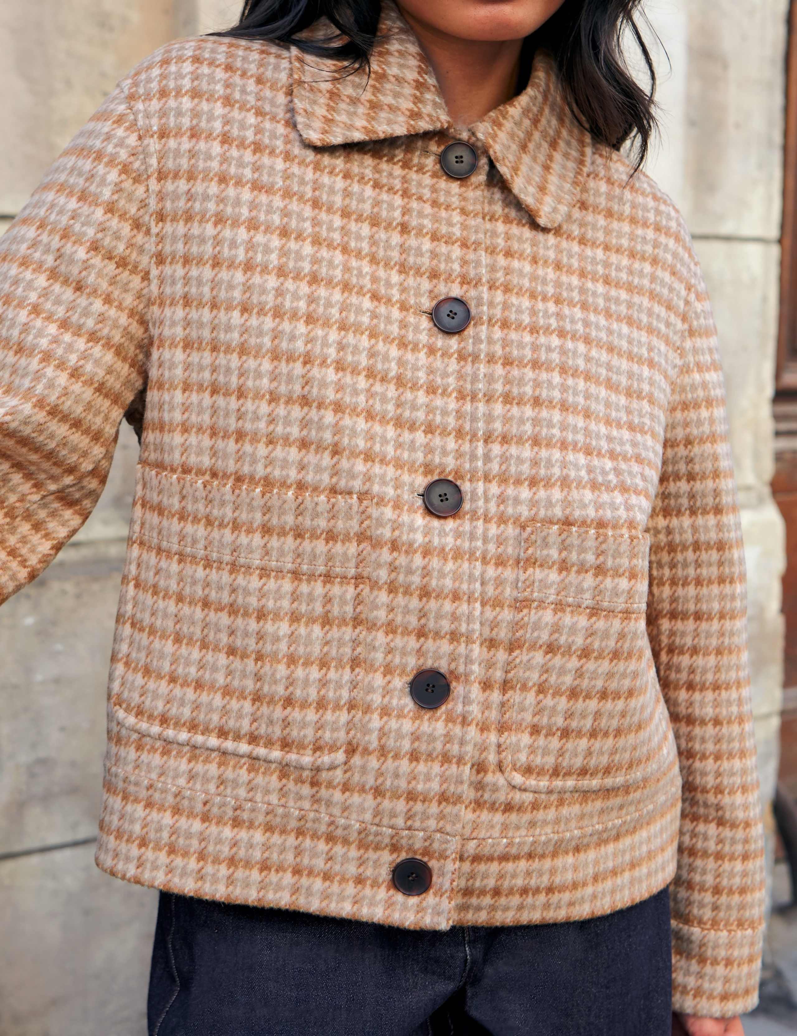 Double Faced Wool Blend Checked Cropped Jacket 4 of 8