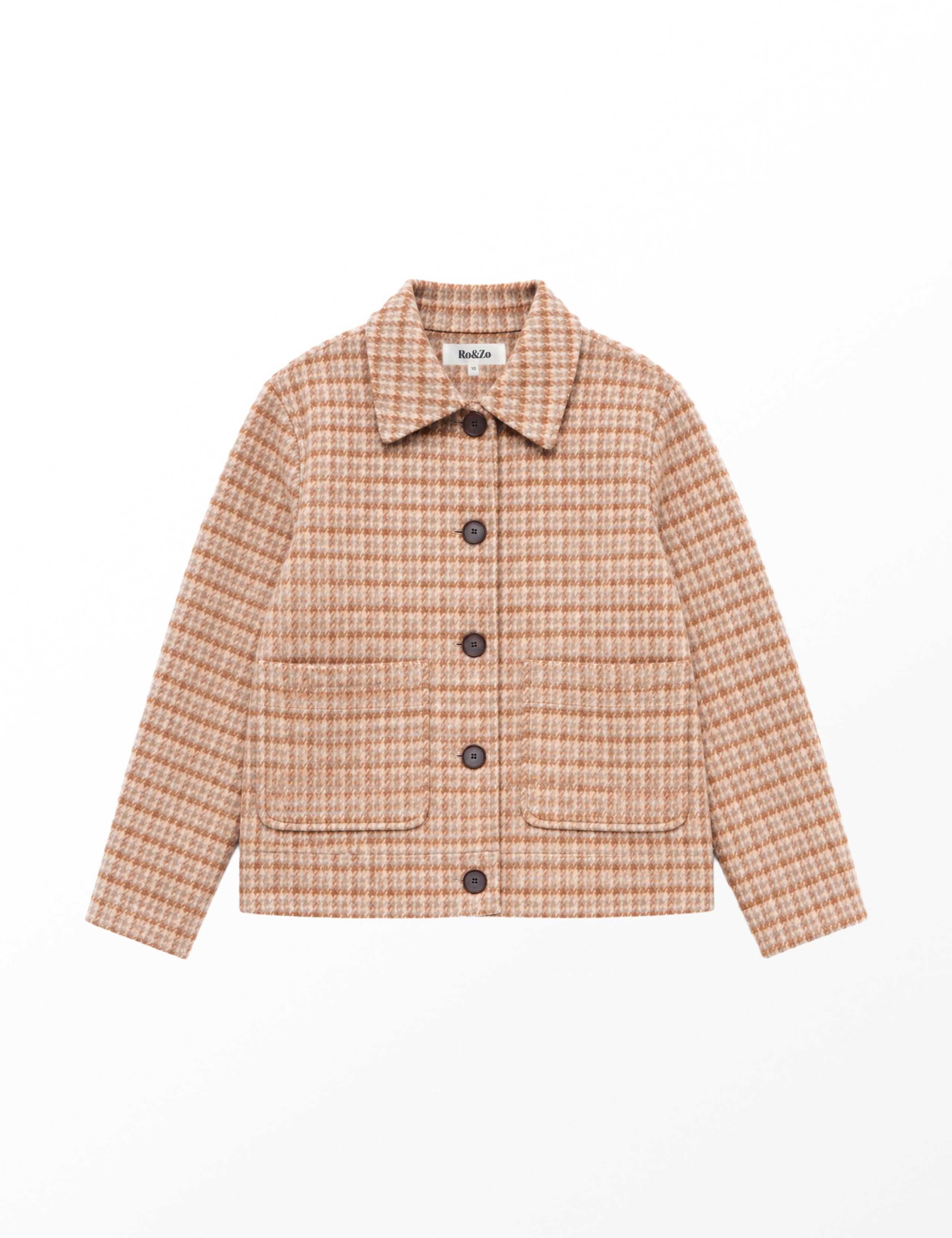 Double Faced Wool Blend Checked Cropped Jacket 5 of 8