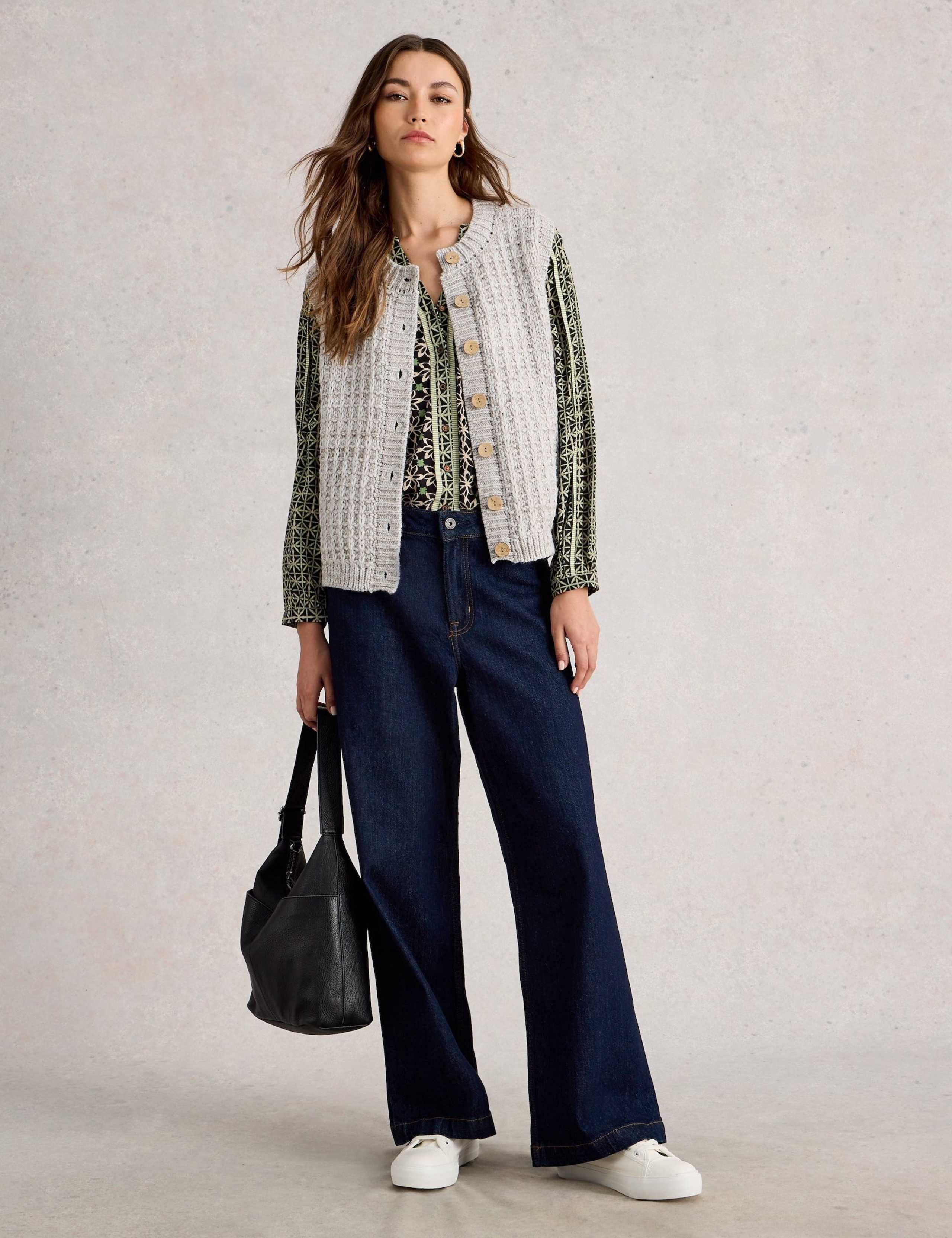 Button Front Knitted Vest with Wool 1 of 6