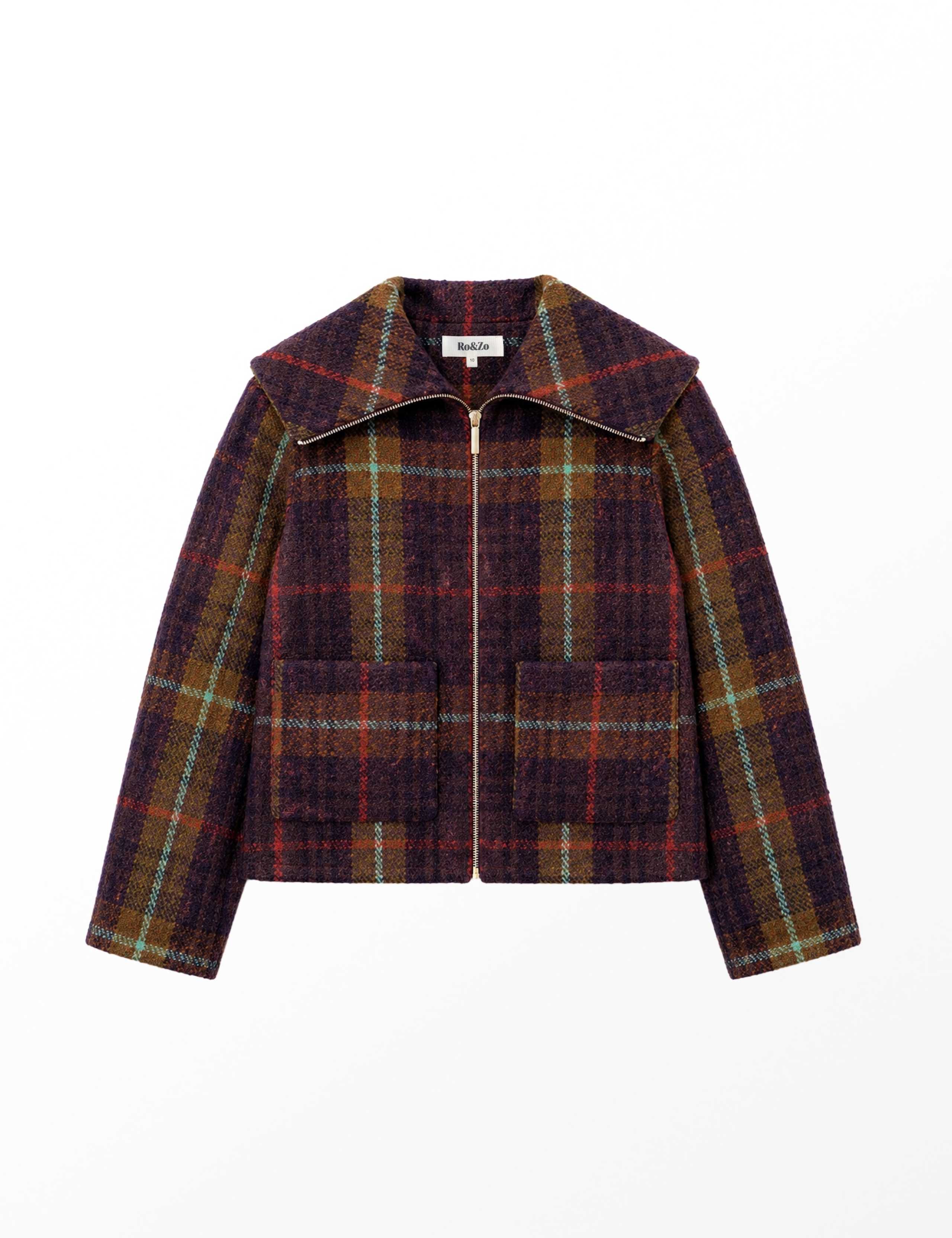 Wool Blend Checked Cropped Jacket 2 of 7