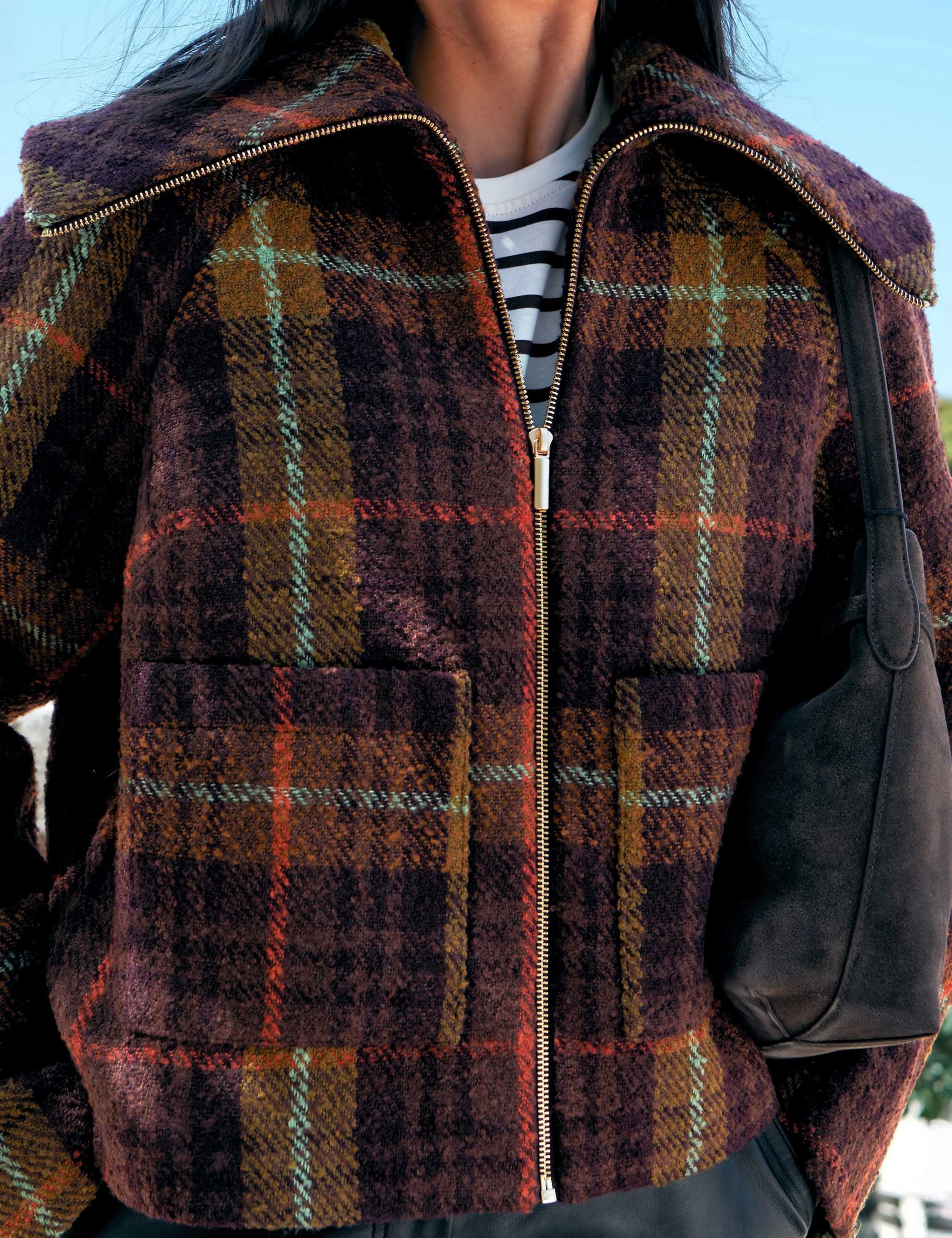 Wool Blend Checked Cropped Jacket 5 of 7