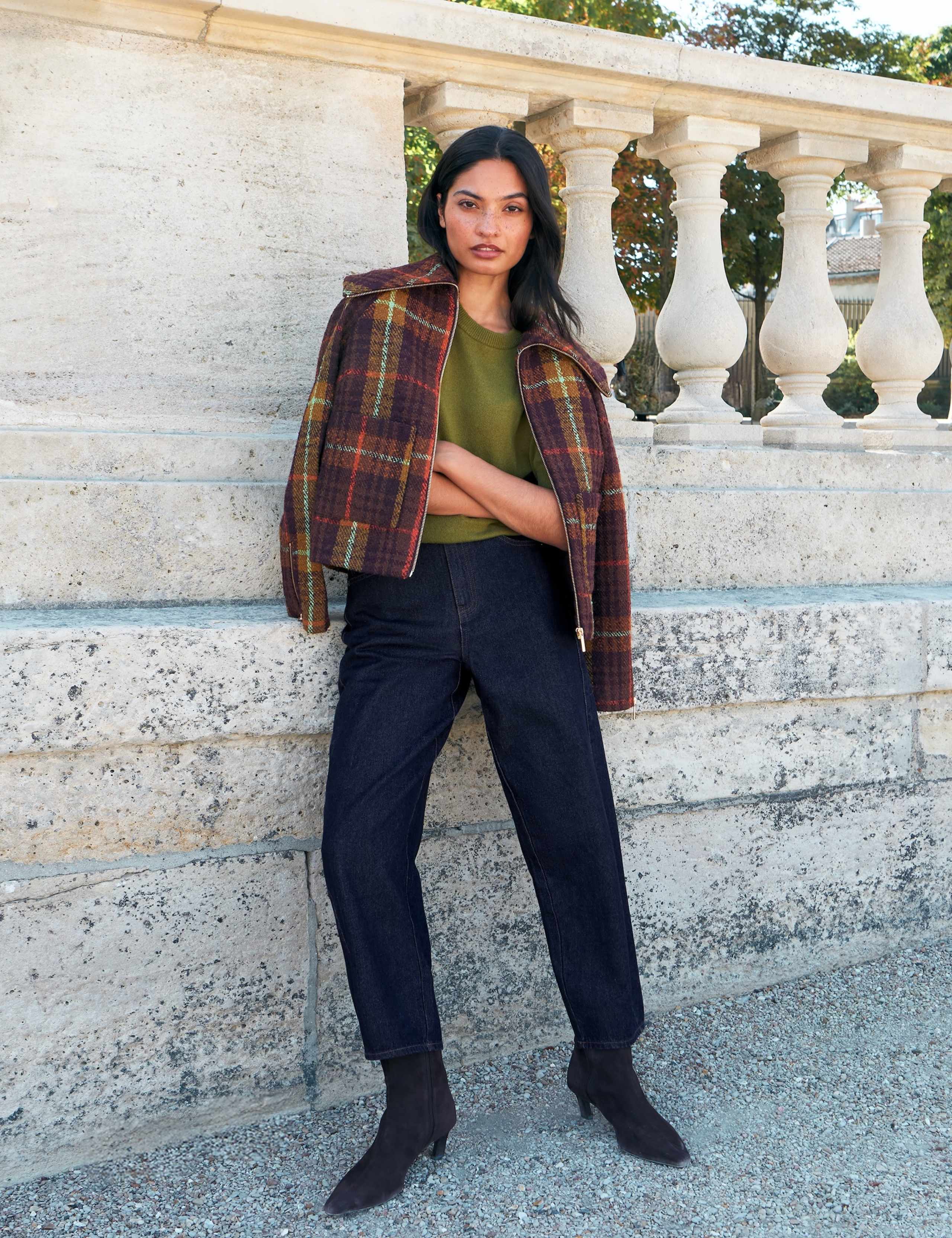 Wool Blend Checked Cropped Jacket 6 of 7